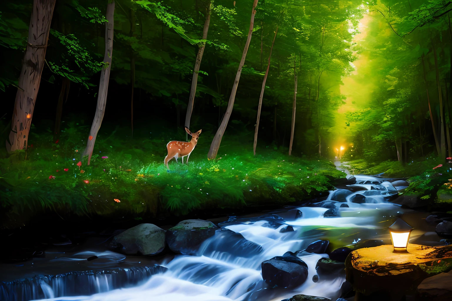 Fawn Stream Night Blue Firefly