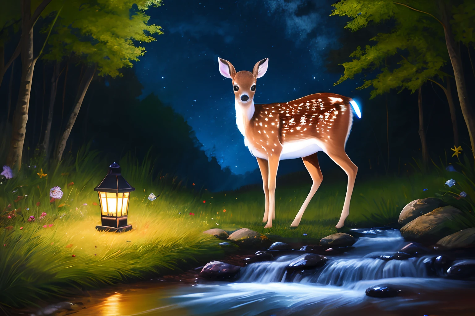 Fawn Stream Night Blue Firefly