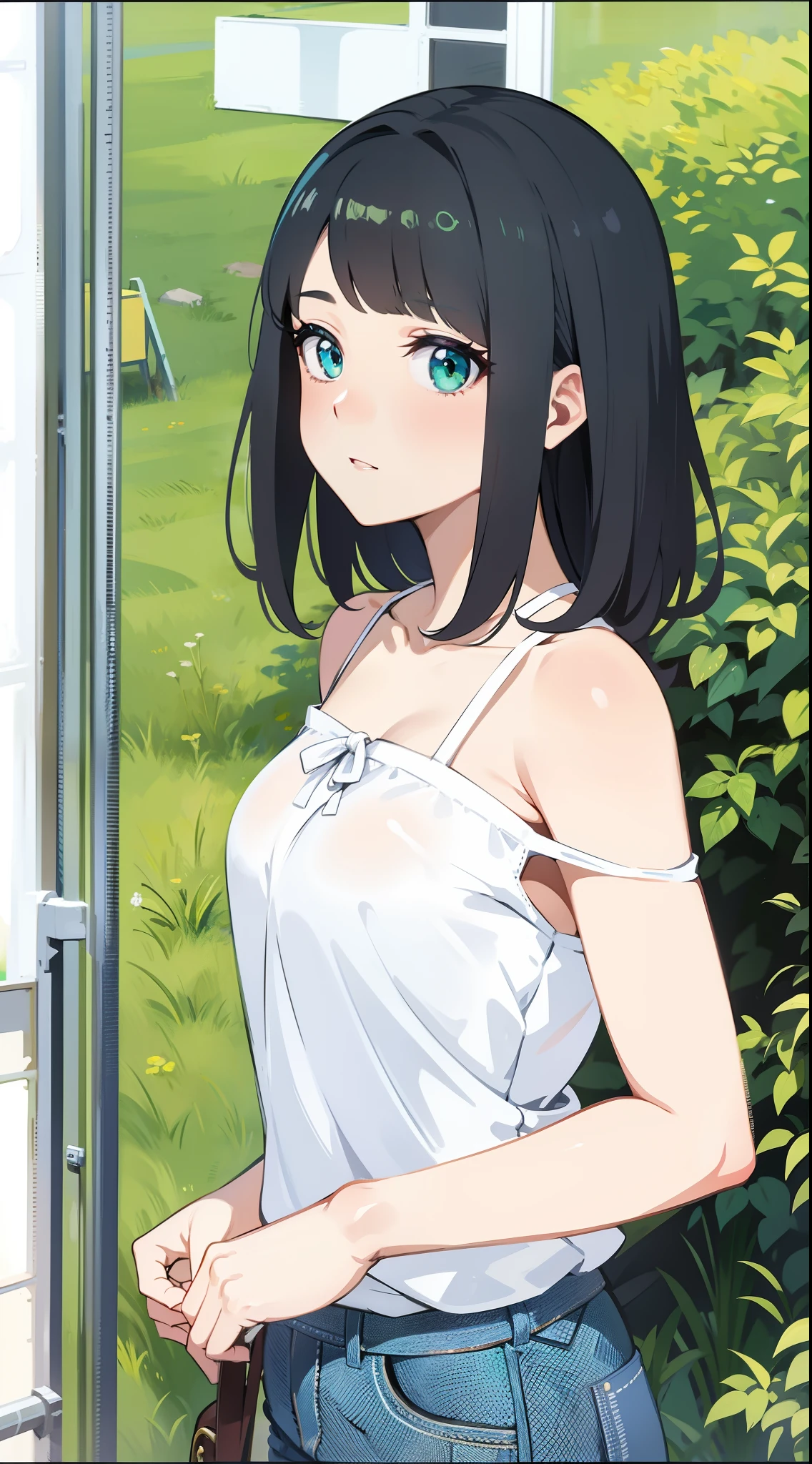 anime big breast, 8K level, Emerald eyes