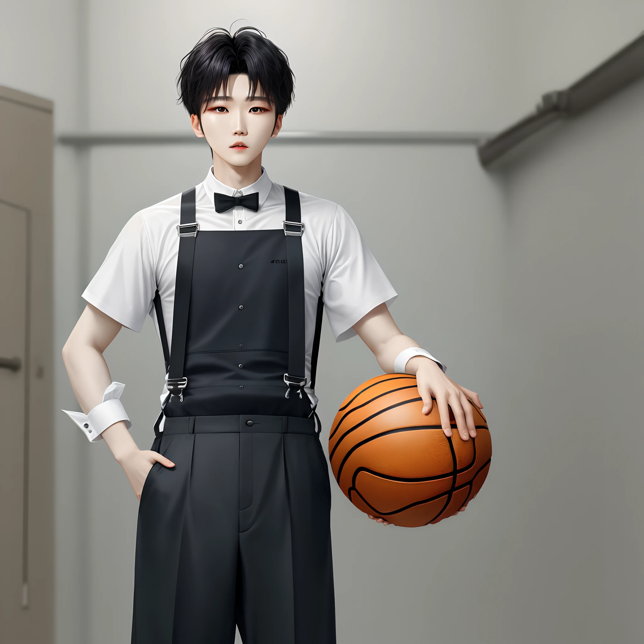 Cai Xukun wears suspenders to play basketball