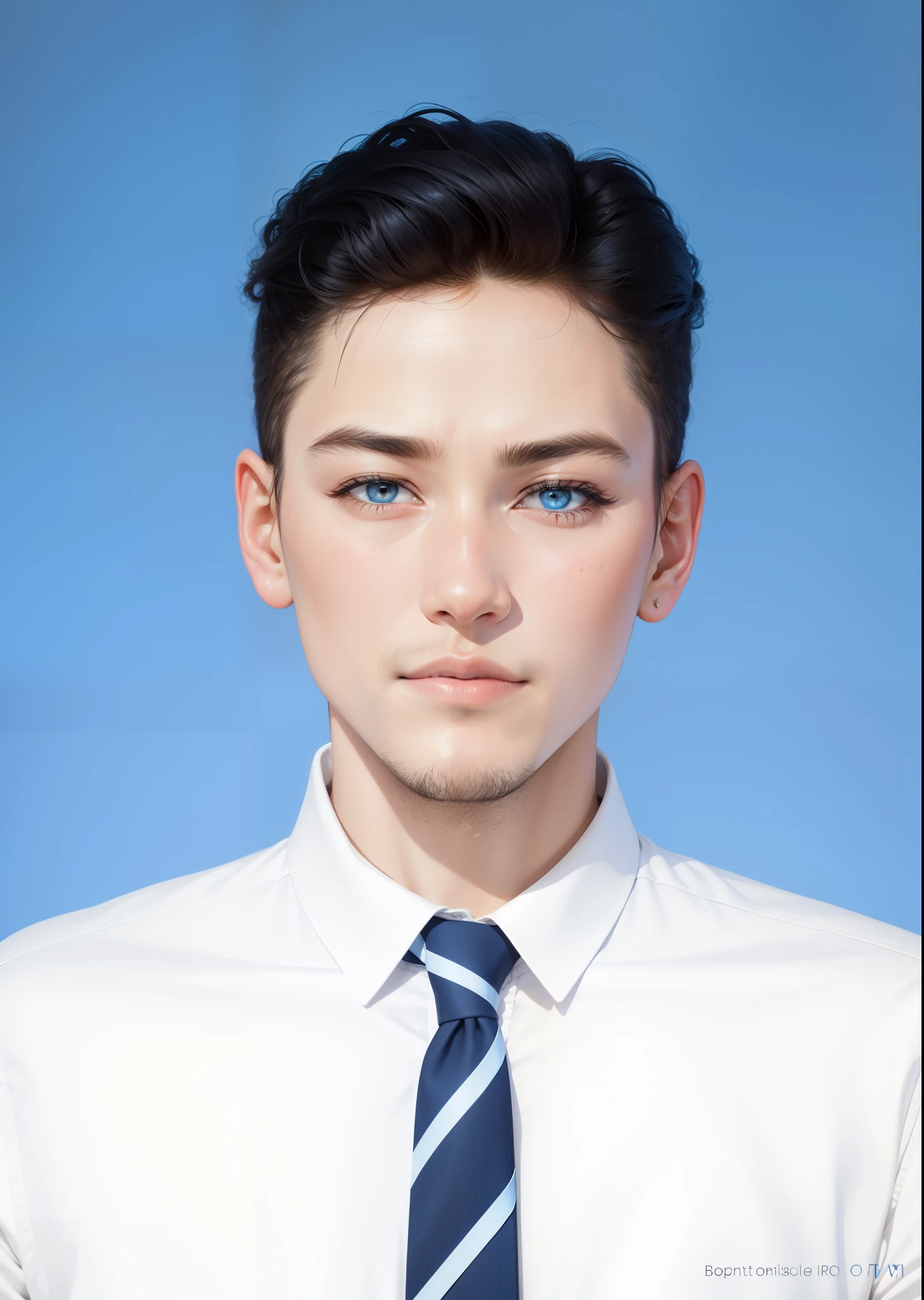 ID photo on blue background