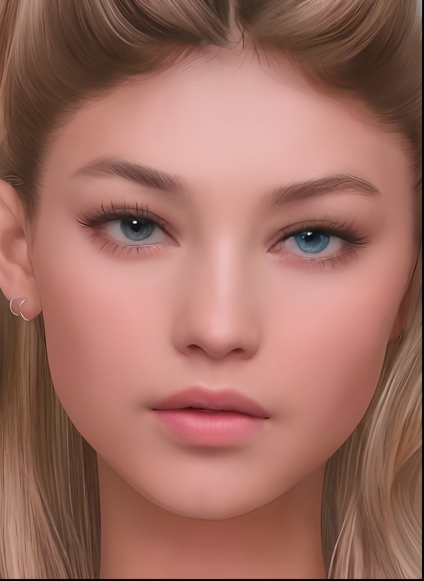 um close up de uma mulher com longos cabelos loiros e brincos, rosto realista altamente detalhado, com o rosto muito detalhado, adolescente hiperrealista, rosto detalhado realista, rosto realista detalhado, rosto detalhado real, rosto bonito realista, rosto detalhado e realista, rosto realista e detalhado, rosto perfeito sombreado realista, Face extremamente realista, Rosto ultra realista, rosto perfeito realista, belo rosto realista