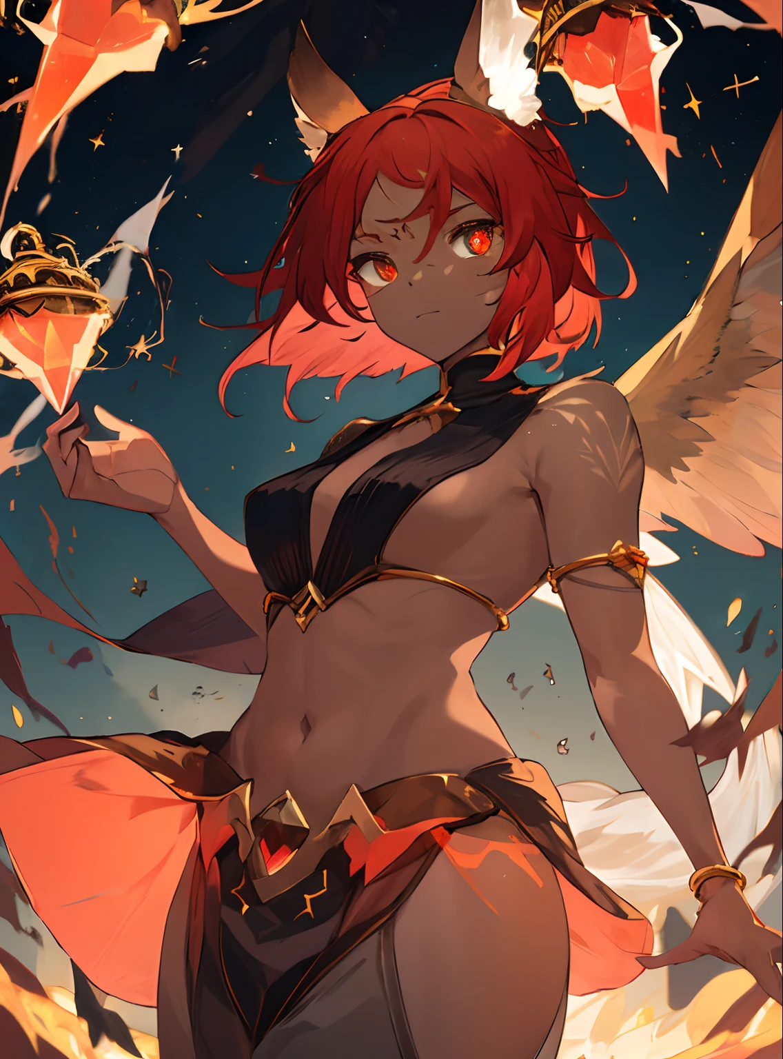 photo, portraite of a, (1male:1.4), (ember:1.4),Dark art, the predominance of dark shades,The god,A mysterious and imposing creature, the appearance of which causes awe and horror. He represents the strength and power of the universe, which is reflected in his appearance.
Fan height above average, reaching approximately 2,5 meters. His body is slightly curved, as if adapted to fight huge forces. The skin has a deep black color, which seems to be permeated with a thin network of sparkling gold patterns. These patterns glow with a quiet golden glow, giving it an aura of mystery.
The main feature of the face is the eyes - deep, Bottomless and full of power. The eyes of the entity sparkle with bright green and blue hues, Creating the effect of a sparkling fire. The look is filled with rigor and inflexibility, as well as a fierce furious light, what strikes at violators.
She is dressed in a long cloak of dark color, Almost black material, which touches the land and, seem, melts in the shade. The raincoat has a wide collar, Emphasizing His Majesty, and its edges are constantly moving and oscillating, Creating the effect of a light wind, which always surrounds him.
In the course of its appearance, sometimes shows wings, consisting of thin and transparent feathers, That, seem, fly around it, creating the effect of lightness and airiness. When it moves, Its wings sparkle with golden light, leaving a trail of magical energy in its wake.
Such a detailed appearance gives it a mystical and mysterious aura, emphasizing his role as an omnipotent being, Punishment of violators of the law.电影灯光, Detailed background, centred,  insanely detailed, hight resolution, ConceptArt, digital arts, The vibrant, (The most beautiful art in the world:1.2),(V0id3nergy:1.3)
