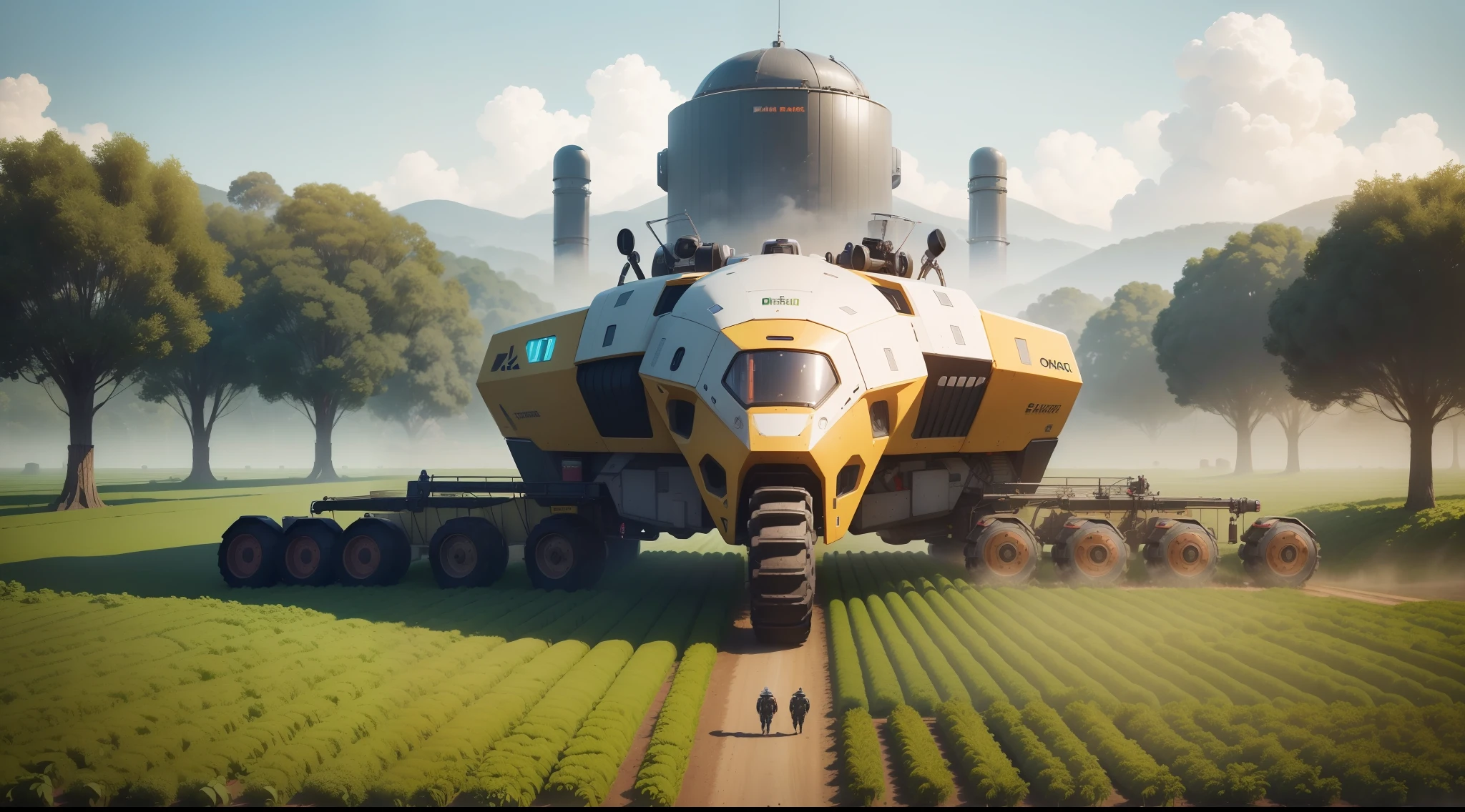 "(Obra-prima), (excelente qualidade), (Farmer robot), (Futuristic farm with robots), (realista), (Full scenario), (ultra-detalhado), (qualidade 8K)"
