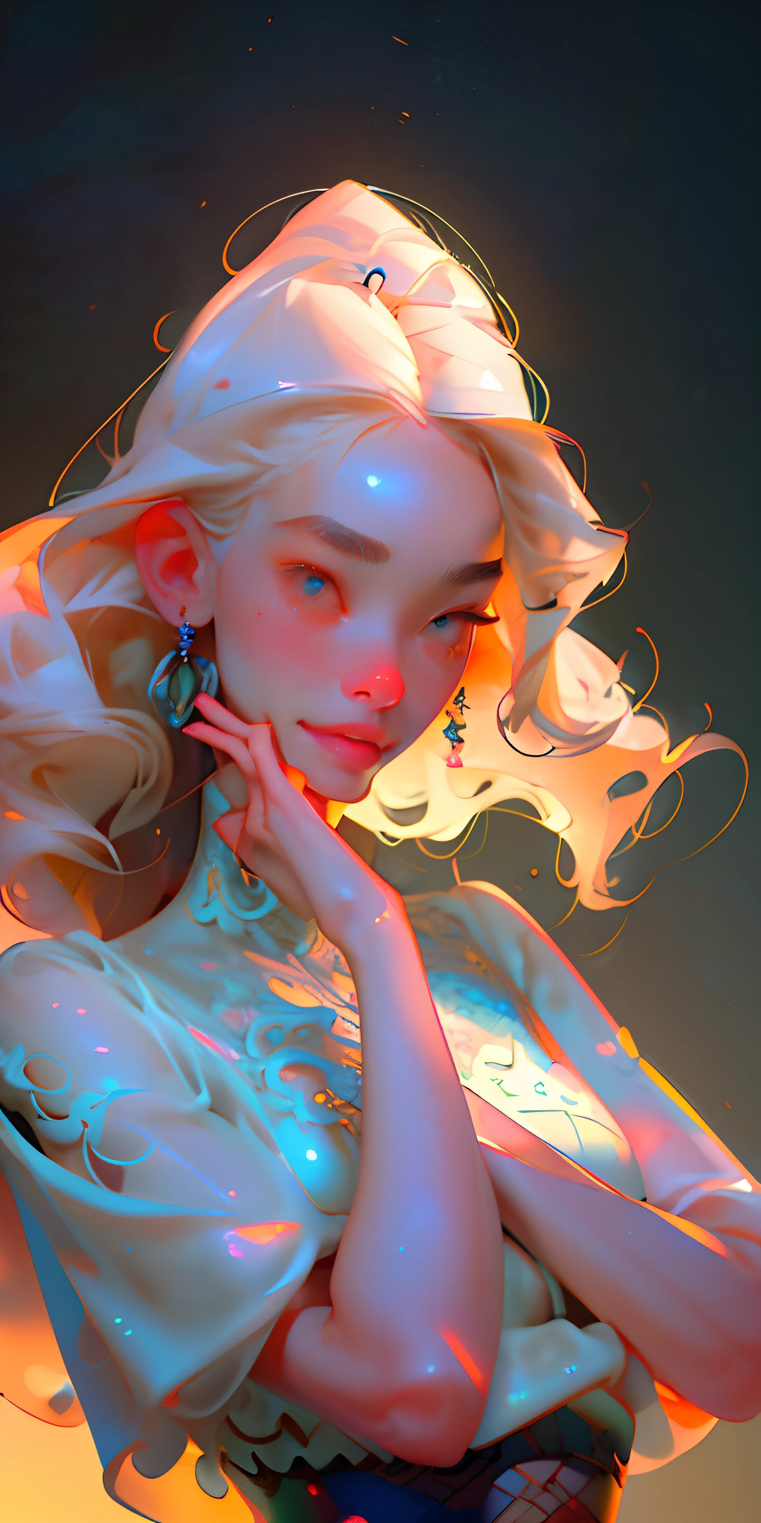 melancholy lighting, A tranquil, calm, brightness, Masterpiece, Best Quality, 1Girl, (JinxLol:1.2), (ultra photorealistic:1.3), (Masterpiece:1.4), Best Quality, ((realisitic)), High Quality, The ultra-detailliert, ((Real Image)), ((Realistic skin)), ((realistic face)),(Illustration:1.05), (beautiful:1.05), (Beautiful detailed eyes:1.05), (Cinematic light:1.1), s whole body, precise proportions, 18-year-old girl, skinny model lying on the grass, surrounding garden, tree shadow, hair fluttering in the wind, ornate clothes, Long leg, slightly open feet, butt, blush, shyness, 鎖骨, abdominals, double weave, beautiful and delicate face, Fair skin, real skin, (face detailed), Pores, The ultra-Highres, 8K, parameters Best quality, Masterpiece, The ultra-Highres, (Realistic 2.0), More details, Detailed skins, wide smile, white teeth, Voluminous curly hair, perfect and well designed eyes, Girlfriend, beautiful, beautiful, Flowers, studio lit