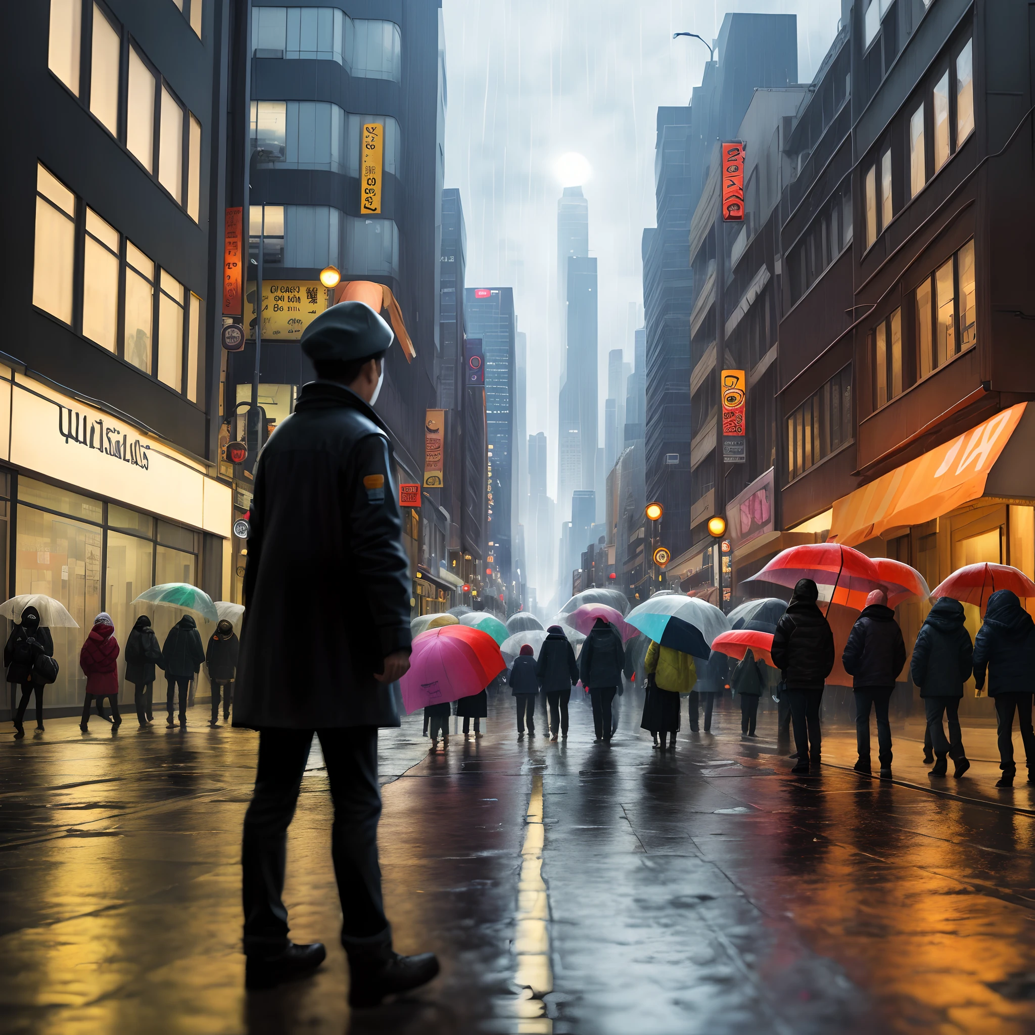 Suppress rainy days and nights without people's streets
