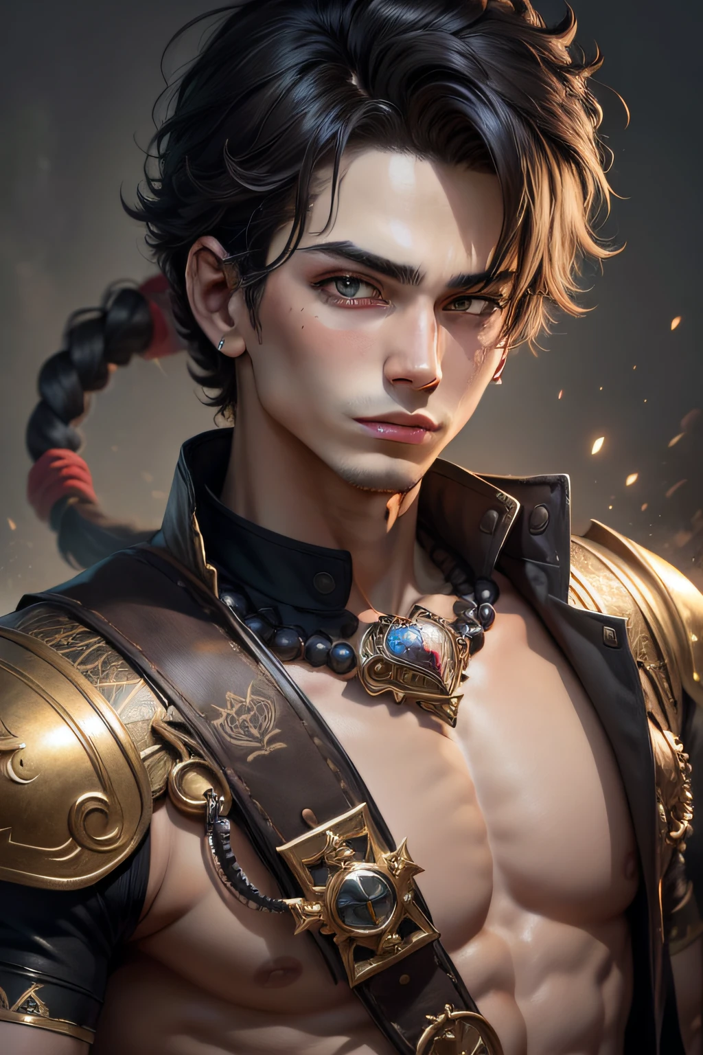 best quality, masterpiece, 1boy, solo, kamuiv1,  portrait,, arakistyle, jojo:0.8,
