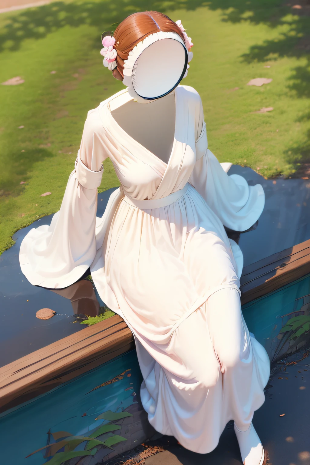 (masutepiece:1.4), (Best Quality), (Detailed), 1girl in, ((invisible)), No humans, Faceless, Headless,  princess leia, white dress