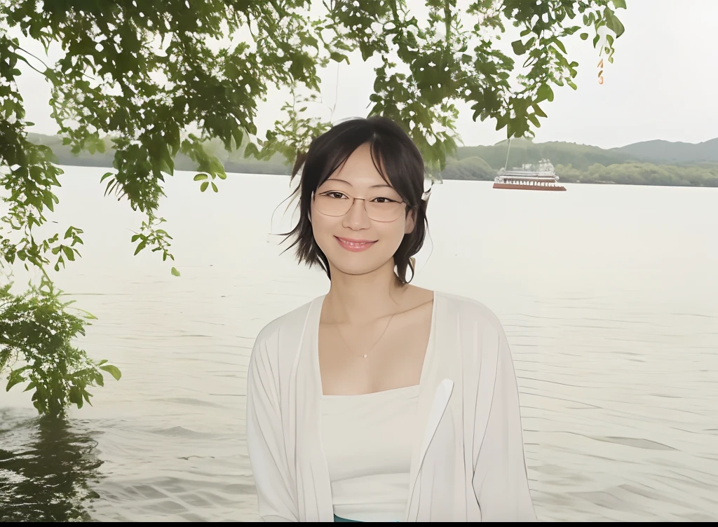 There was a woman standing at the water's edge,With a smile on his face, wenfei ye, yasumoto oka, mingchen shen, xintong chen, mei-ling zhou, Kiyoko Suzuki, Zhang Wanting, shiori teshirogi, yoshinari yoh, xiaofan zhang, chengyou liu, xue han, nishihara isao