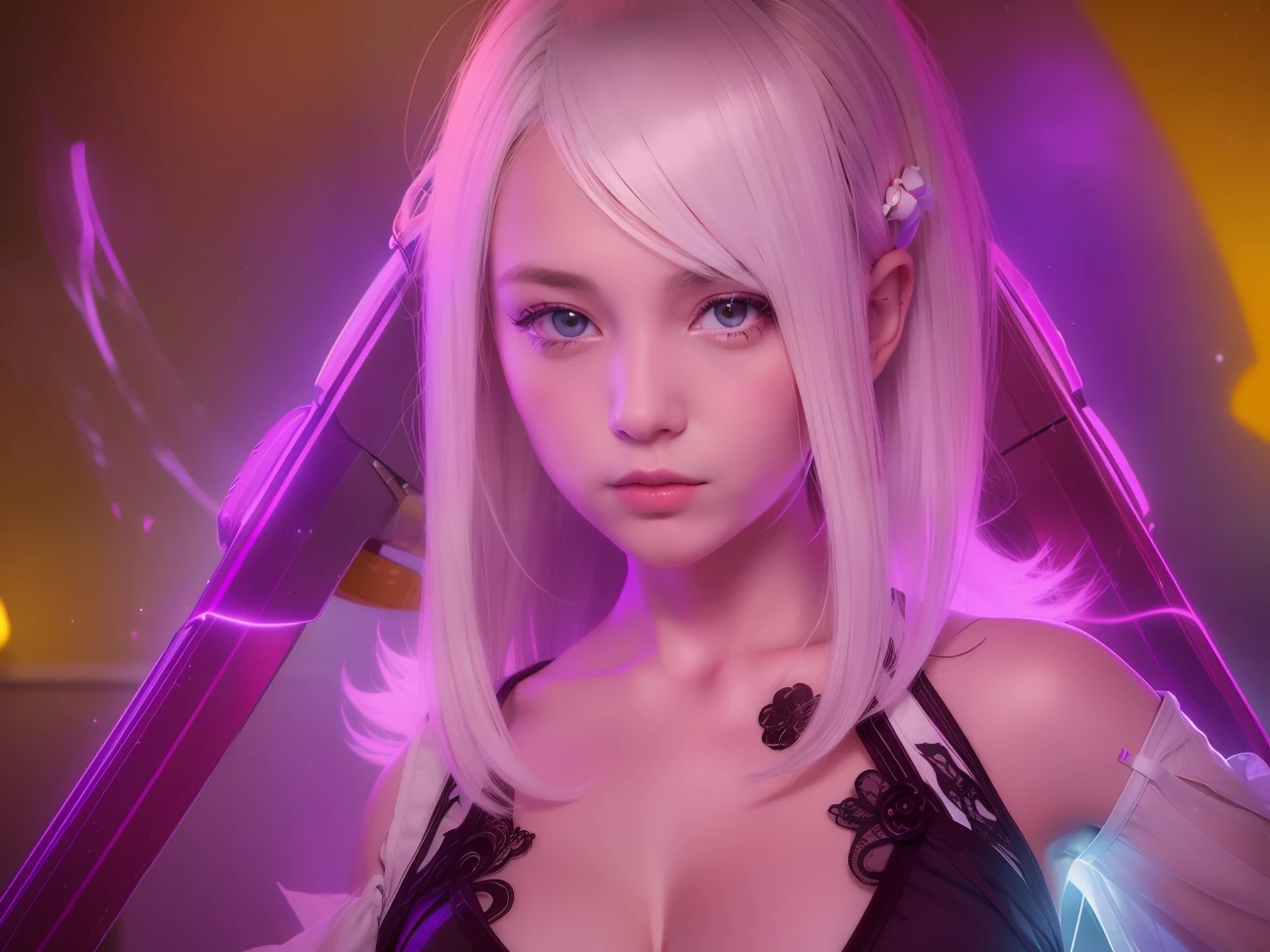1girl, White hair, white clothes, realistic, ultra detail, 70mm lens,