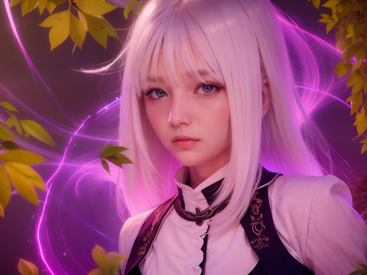 1girl, White hair, white clothes, realistic, ultra detail, 70mm lens,
