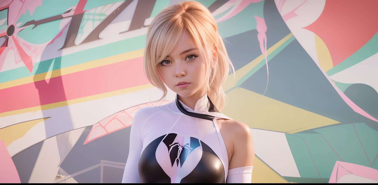 1girl, spider Gwen, realistic, ultra detail, 70mm lens,