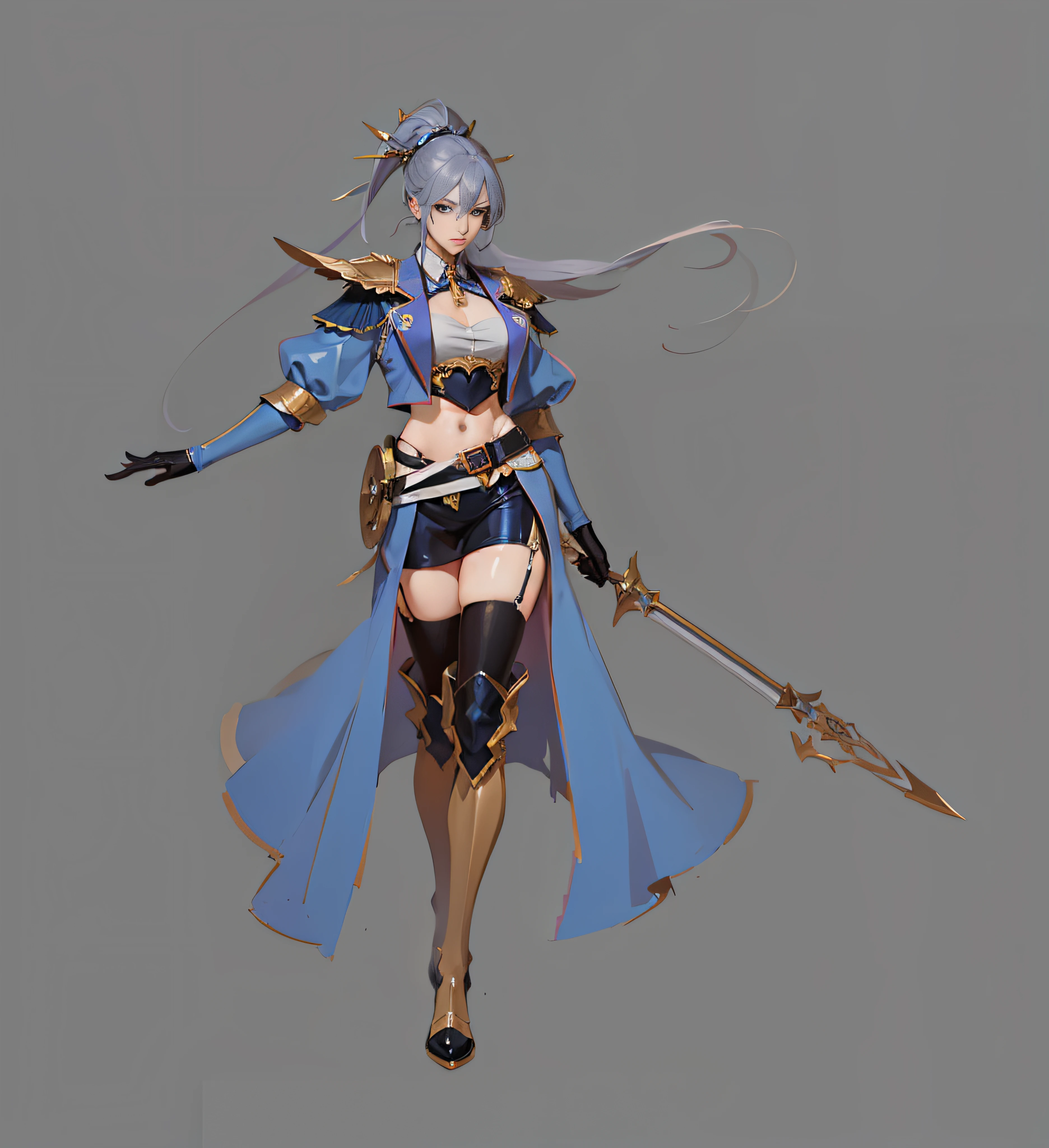 Anime characters in blue coats, full body concept, detailed full-body concept, concept character, full body concept art, full body character concept, detailed full body concept art, concept art character, concept art style, character concept, 2D concept art, new costume concept design, character design concept, full body action concept art, valkyrie style character