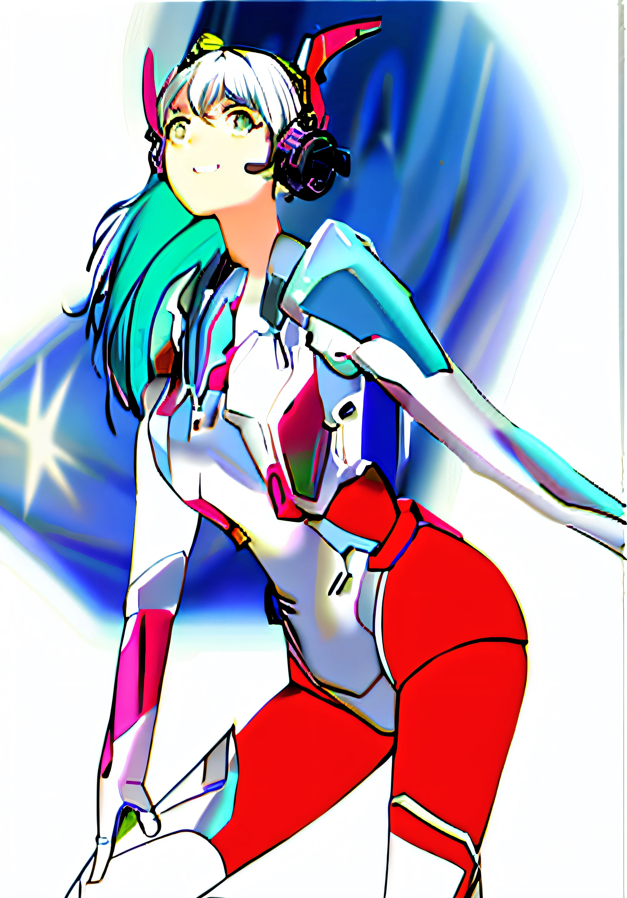 a drawing,Costume de mecha,teens girl,brightly colored