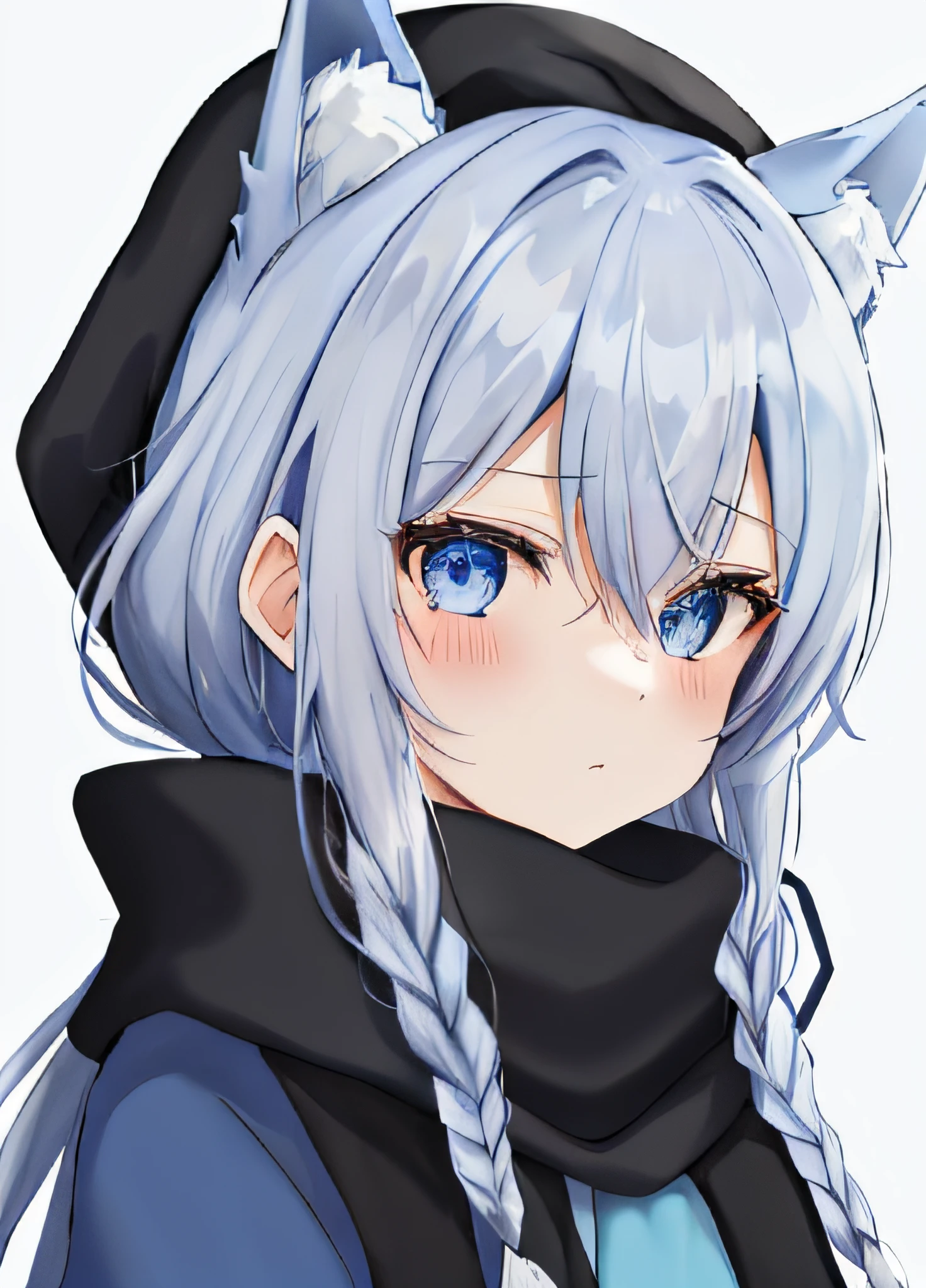 1girl in, Fox ears , hair between eye, {Blue flowers in the hair} , {{Silver long hair}} , disheveled hair , One-sided braiding, Blue eyes ,blue scarf ,Winter coat , Black Gloves , Pleated skirt , pantyhose ,medium breasts ,{maturefemale} , masutepiece, Highly detailed, deadpan, Solo ,amazing,Alafed woman wearing hoodie with black hat and blue scarf, Cold, kou,Frozen cold stare, Cold but beautiful, a cold, Cold snow outside, Asian Face, Cold gray eyes, Icy eyes, Cold weather, !Face, skimask, in snow, xintong chen, Covered face,