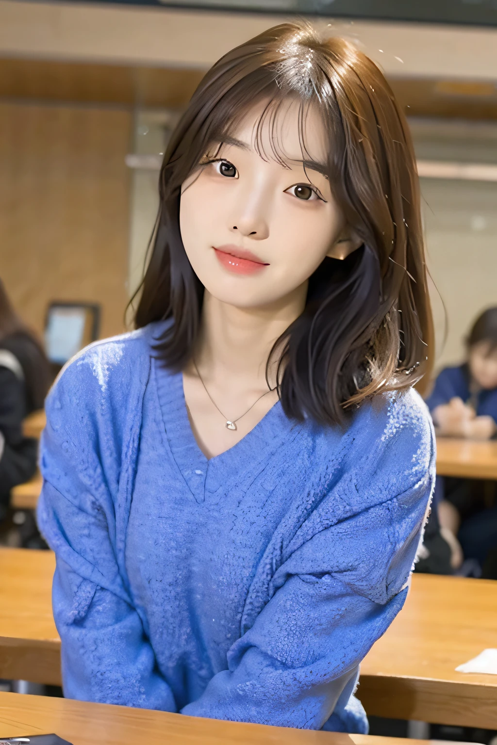 There was a woman sitting at a table,holding cell phone, bae suzy, Korean girl, jaeyeon nam, headshot profile picture, ulzzangs, Shin Jinying, 🤤 girl portrait, chiho, inspirado por Kim Jeong-hui, Choi Hyun-hwa, tidy hair,By bangs, Korean woman, A young Asian woman, With bangs, hwang se - on