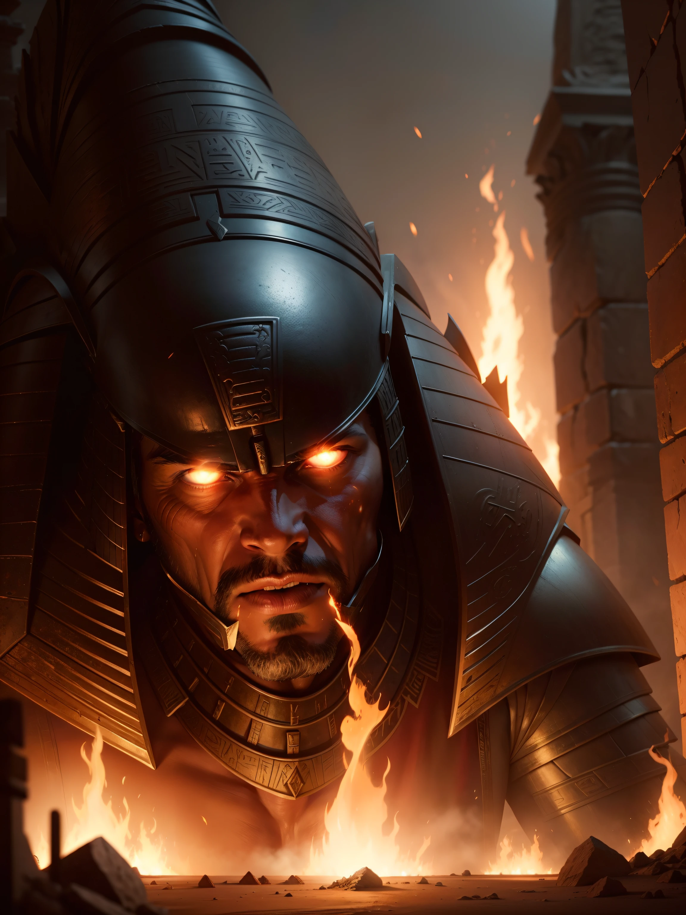 "Capturing the epic downfall of the ancient Egypt in a cinematic masterpiece, with breathtaking visuals and a vivid portrayal of fire and blood."