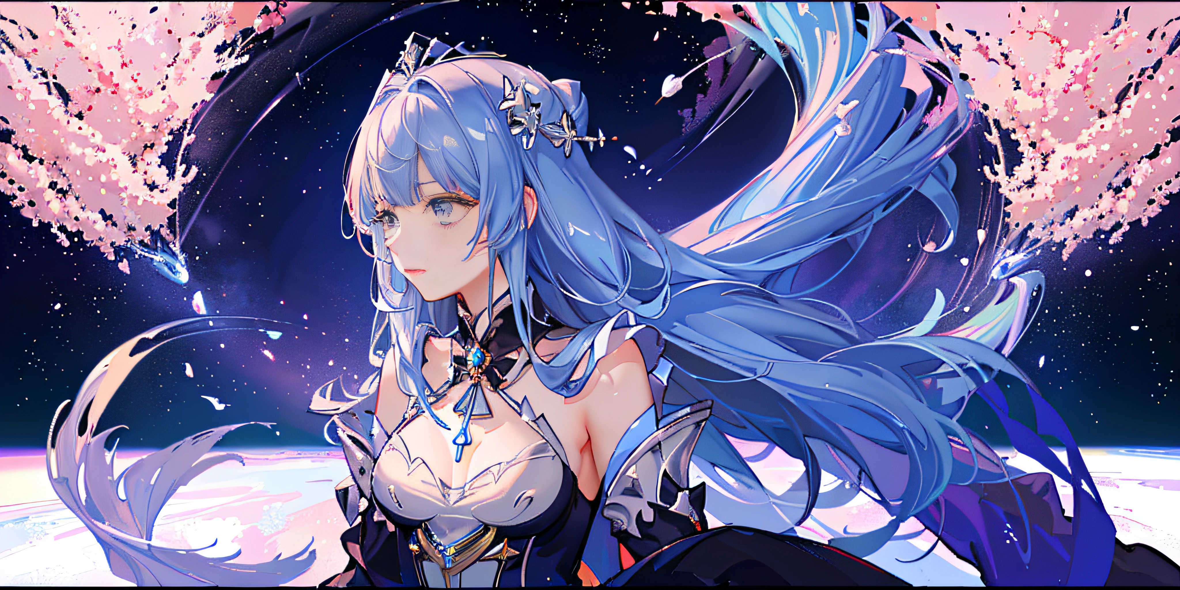 anime girl with a sword and a star in the background, Beautiful celestial mage, Portrait Chevaliers du Zodiaque Fille, astral fairy, knights of zodiac girl, sparkling magical girl, Kushatt Krenz Key Art Women, Ayaka Genshin impact, celestial aura, Keqing from Genshin Impact, celestial goddess, goddess of galaxies, ((a beautiful fantasy empress)), astral ethereal