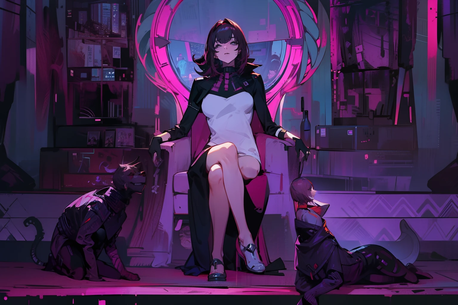 Beautiful woman medium hair , usando bone , roupas curtas estilo cyberpunk, melhor qualidade, High, masterpiece resolution