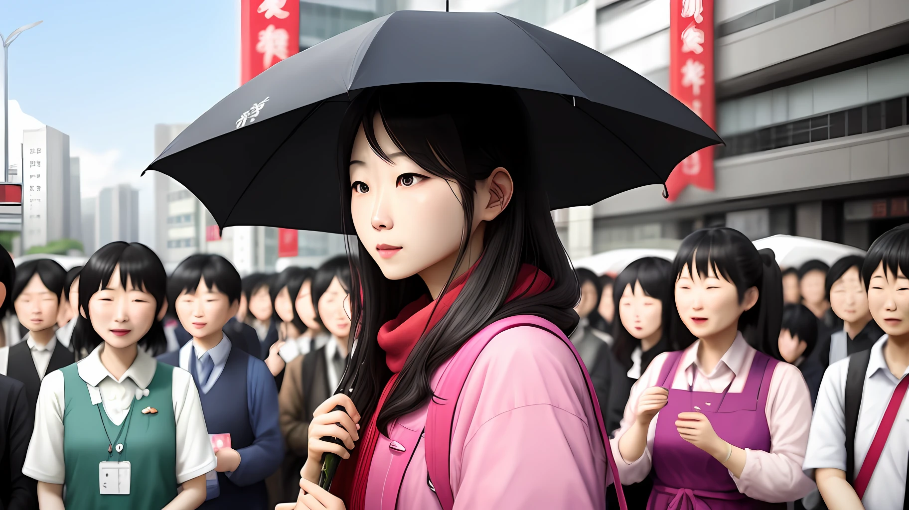 woman，crowd of。城市