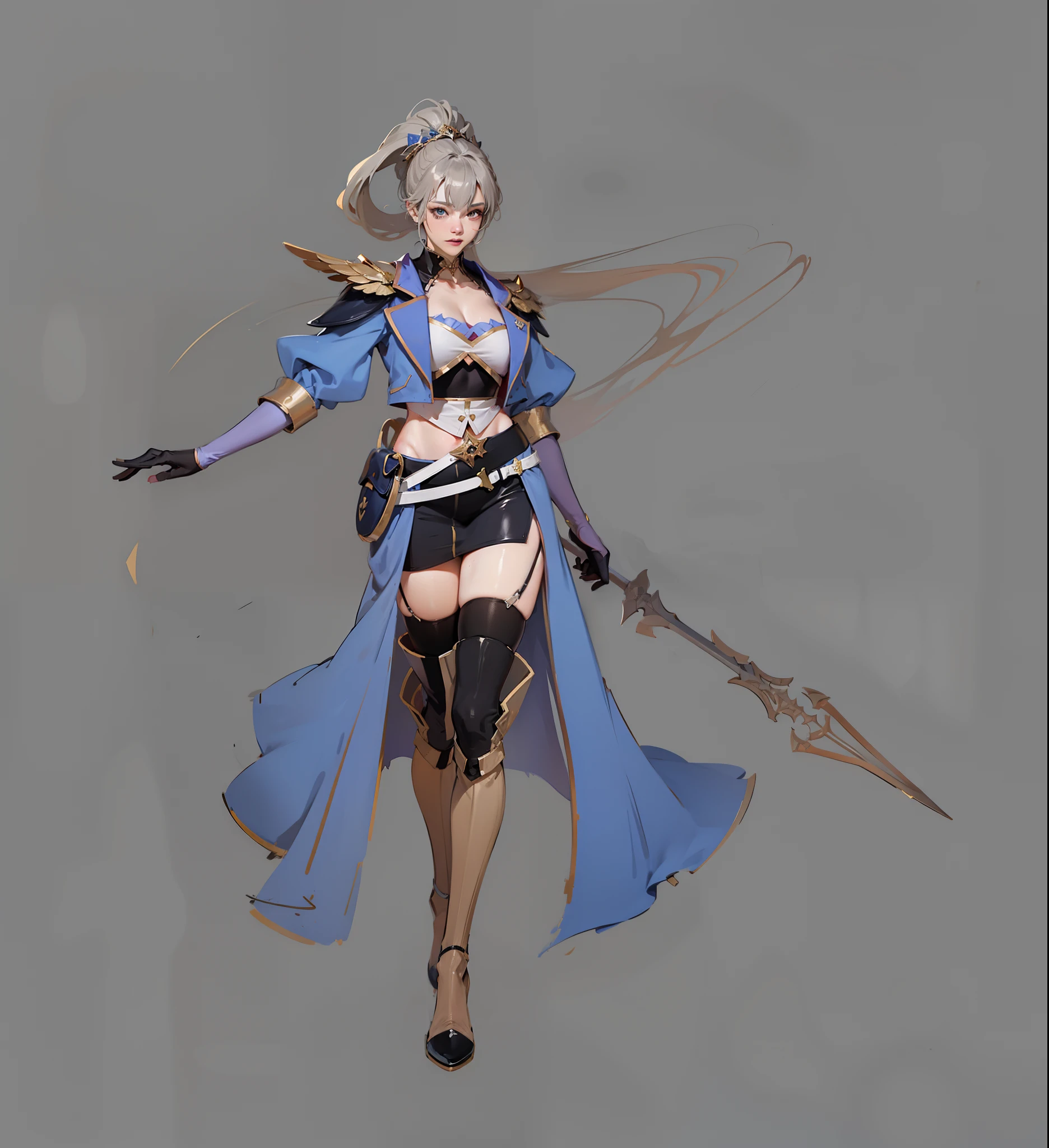 Anime characters in blue coats, full body concept, detailed full-body concept, concept character, full body concept art, full body character concept, detailed full body concept art, concept art character, concept art style, character concept, 2D concept art, new costume concept design, character design concept, full body action concept art, valkyrie style character