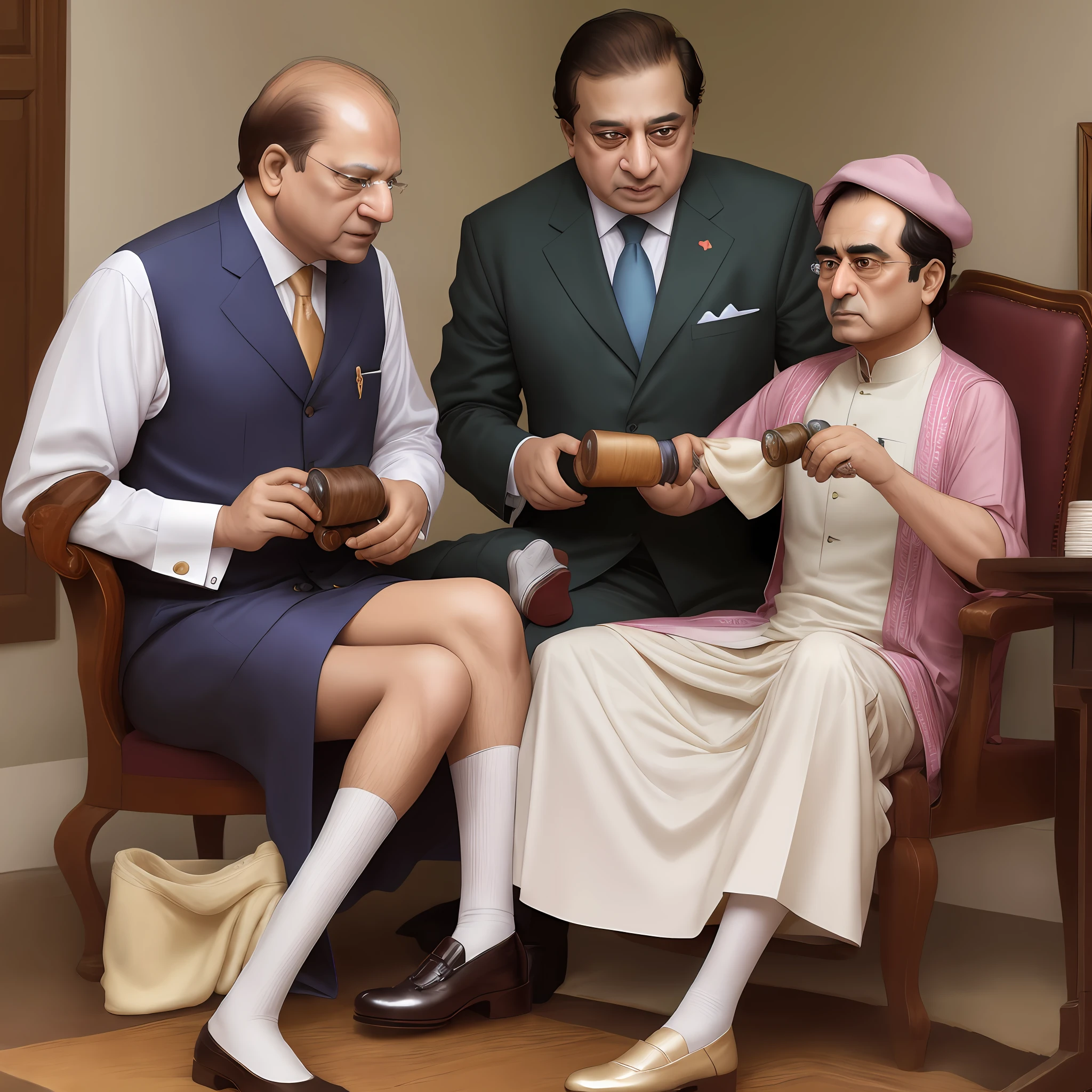 Nawaz Sharif is polishing shoes