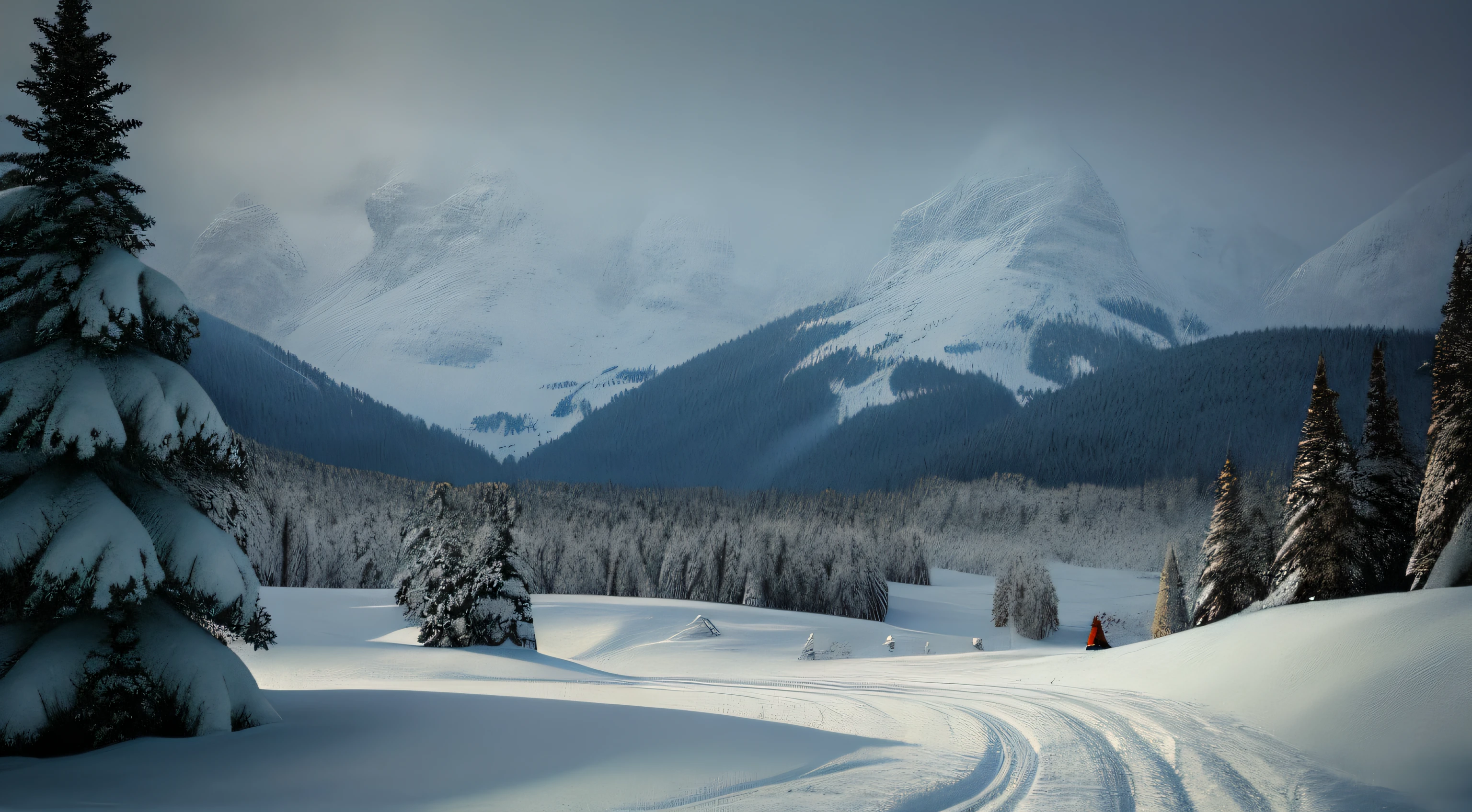 best quality,masterpiece,realistic,masterpiece,in winter,snow,ice,hills,plateau,grove,