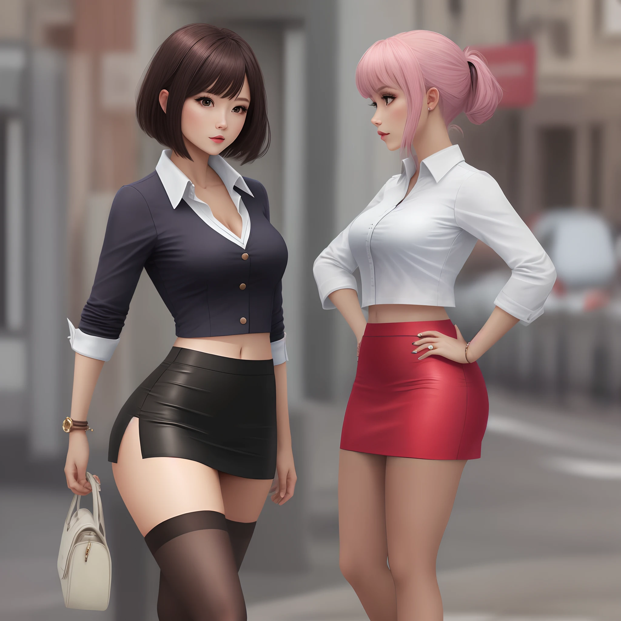 Short skirt with hips up