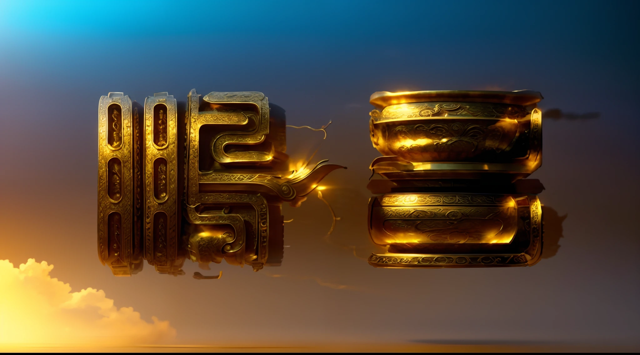 gold, Bronze vessels, loong pattern, dragon scale, History of Chinese cultural relics, atmosphere, Ultra-high definition, Ultra-detailed, CG rendering, oc rendered, Strong texture