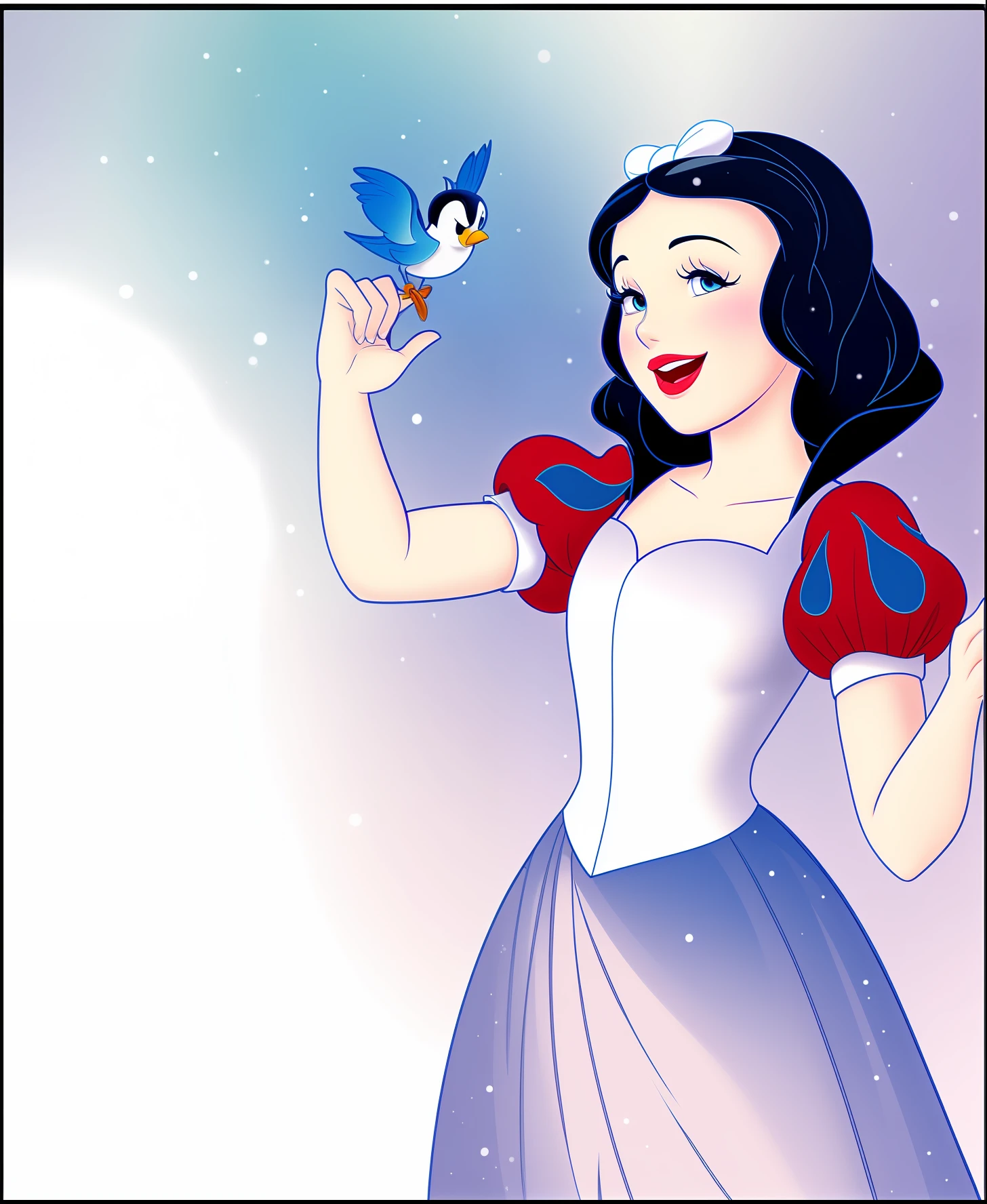 Snow White holding a bird in her hand, Branca de Neve, Retrato da Branca de Neve, pale snow white skin, personagem Disney, Princesa da Disney, princesa Disney, Branca de Neve como um D & d lutador, estilo de personagem Disney, desenho animado da Disney, 4K HD |. cabelos brancos de neve, estilo de arte Disney, illustration!, papel de parede!, Cartaz Disney, Inspirado na Disney, Disney!!