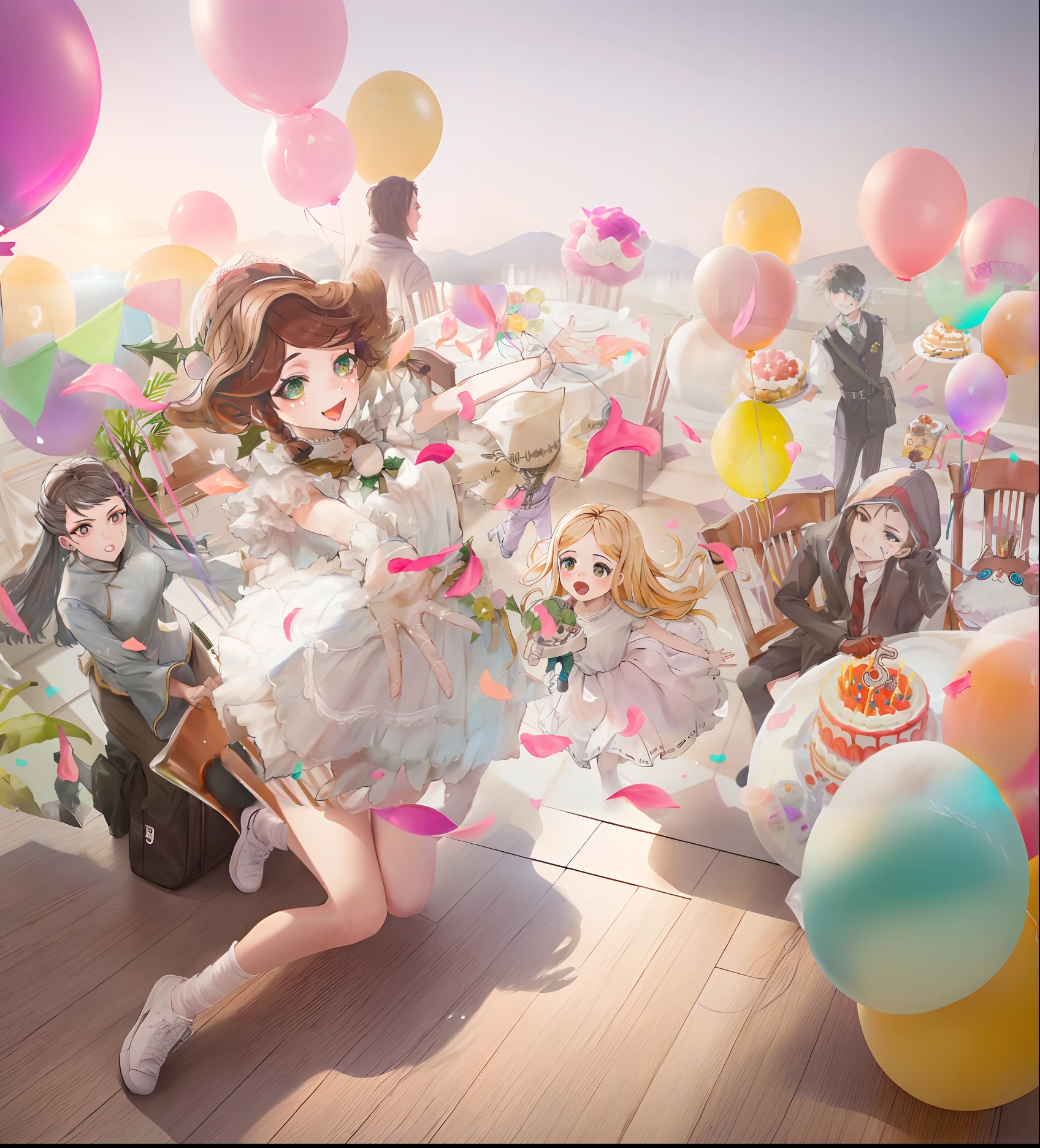 Add some balloons to the top，Make up the floor underneath