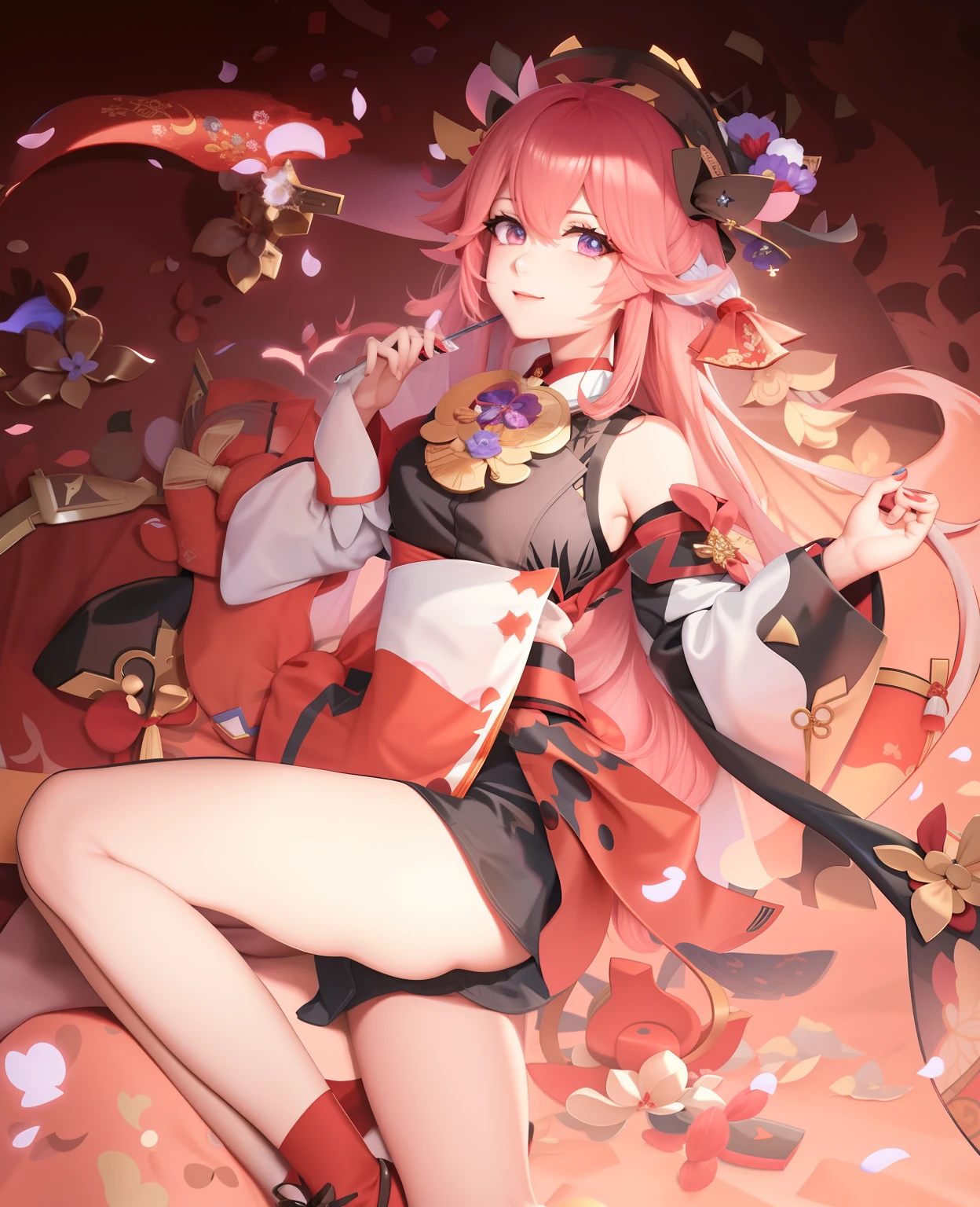 Anime girl with sword and hat in field, Ayaka Genshin impact, ayaka game genshin impact, A scene from the《azur lane》videogame, Anime goddess, onmyoji portrait, Best anime 4k konachan wallpaper, Splash art anime Loli, onmyoji, Keqing from Genshin Impact, shadowverse style, Onmyoji detailed art