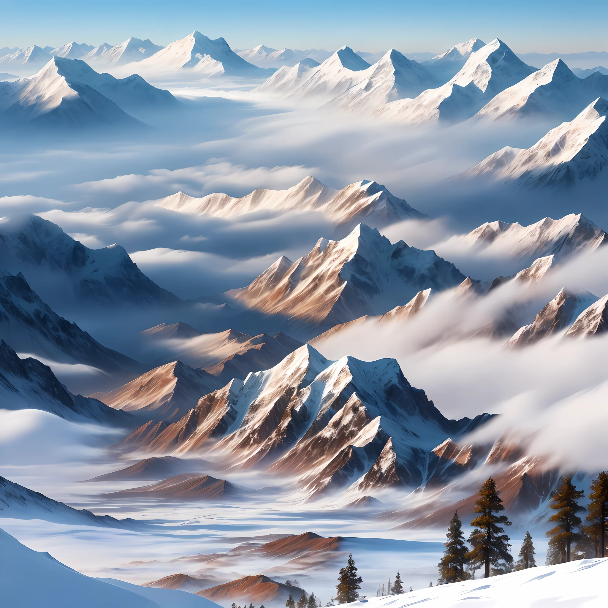 I saw the mountains in the distance covered with snow,The morning mist shrouded the city under your feet,The first star rises from the west。