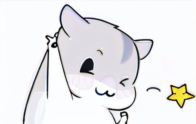 There is a caricature of a cat reading the stars, discord pfp, telegraph stickers, discord profile picture, thicc, xqcow, r/awww, 🐿🍸🍋, fat chibi grey cat, komono, bbwchan, cutecore, Cartoon Cute, Chuan Ai, asriel dreemurr