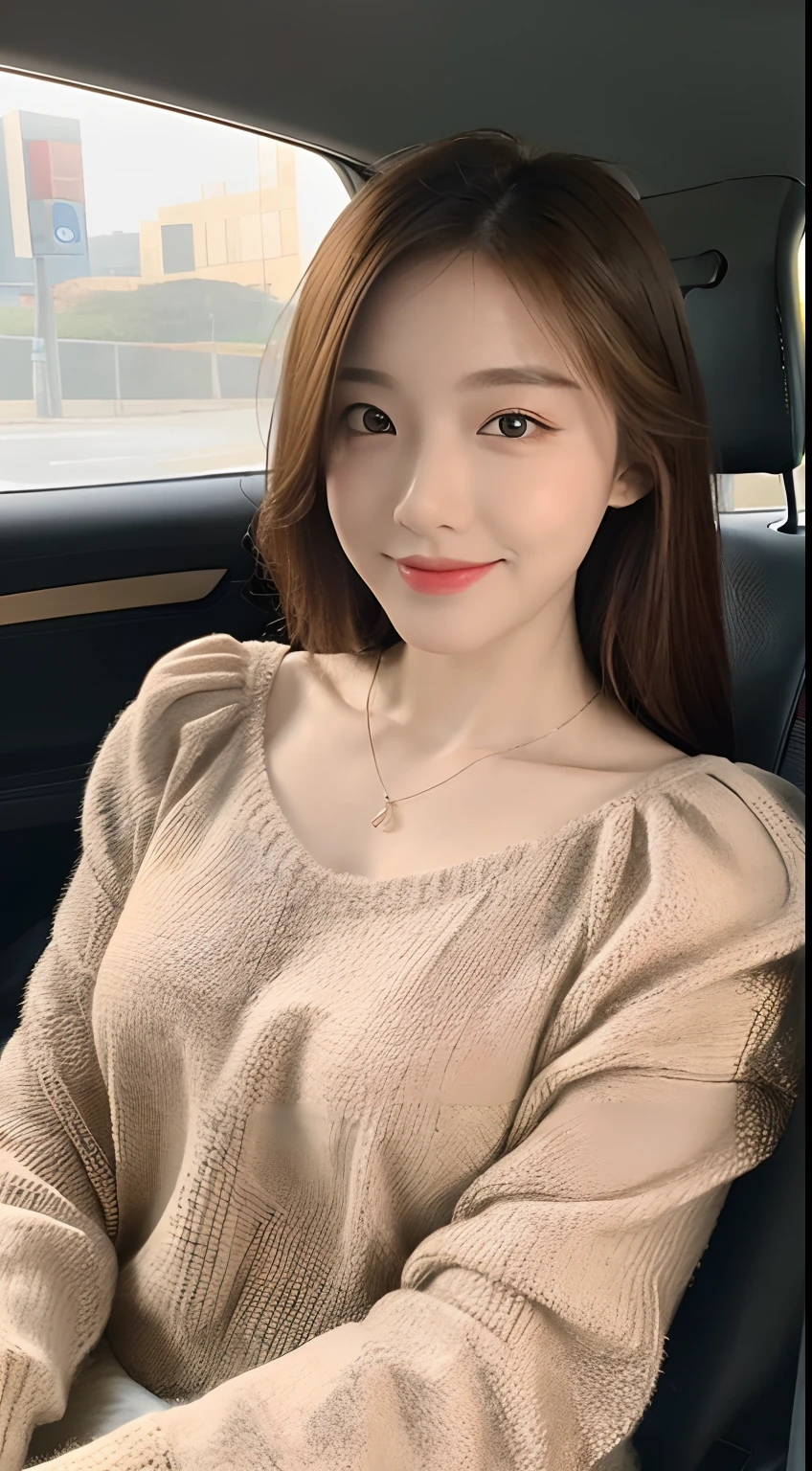 ((Best Quality, 8k, Masterpiece:1.3)), Focus:1.2, Perfect Body Beauty:1.4, Buttocks:1.2, ((Delicate Hair)), (Sweater Dress:1.1) , (Sports car, street: 1.2), Highly detailed face and skin texture, Detailed eyes, Double eyelids, whitening skin, Big breasts, smile, wearing necklaces, rings, people sitting in cars with their buttocks up,