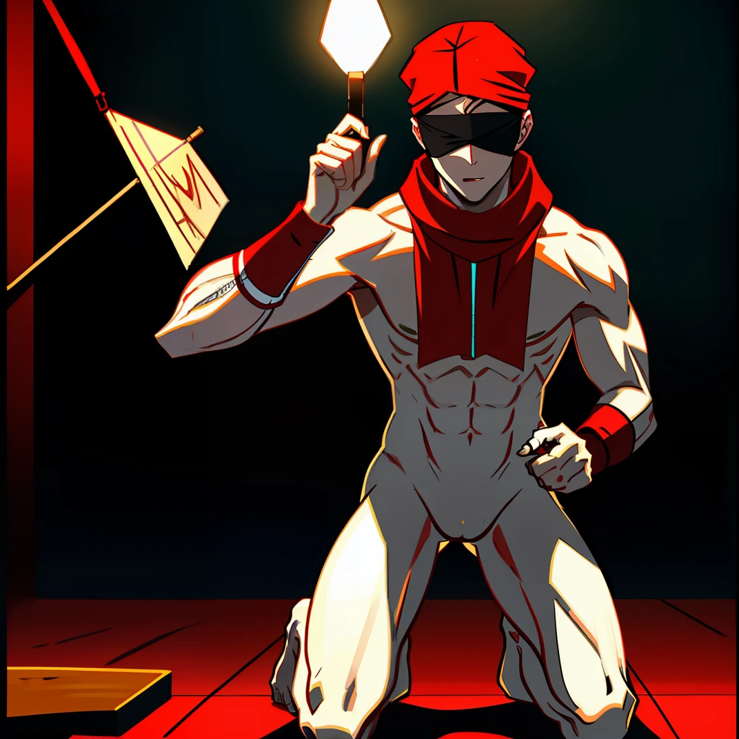 Need,male people,redheadwear,blindfolds,Stick out your tongue,Naked,Be controlled,Kneeling