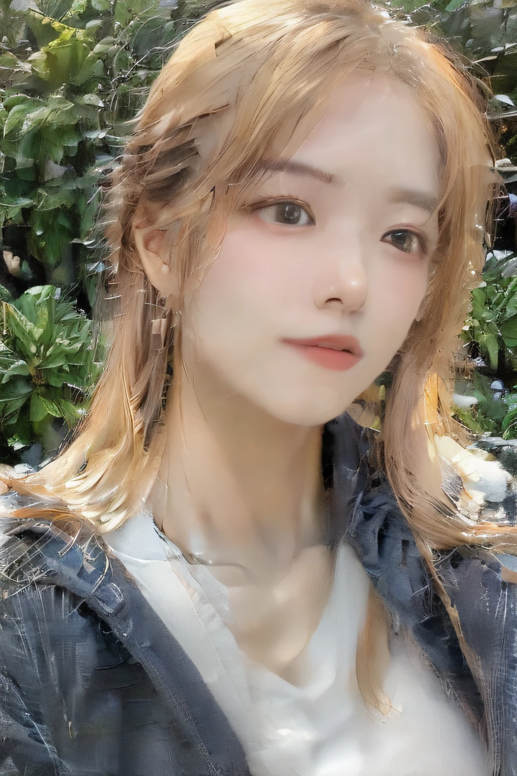 s girl，brunette color hair，The upper part of the body