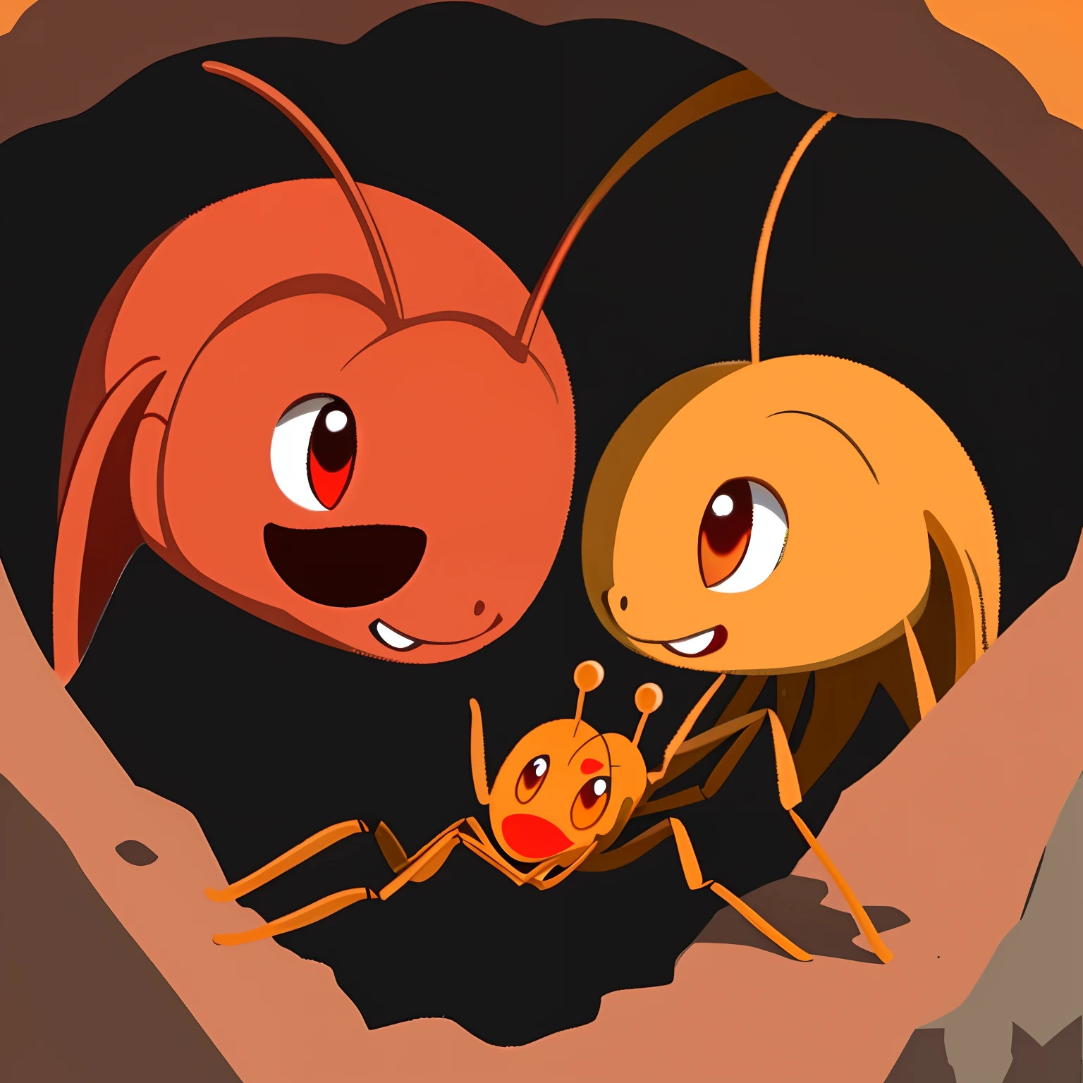 Two cute female ants,In a cave,Mating,Be red in the face