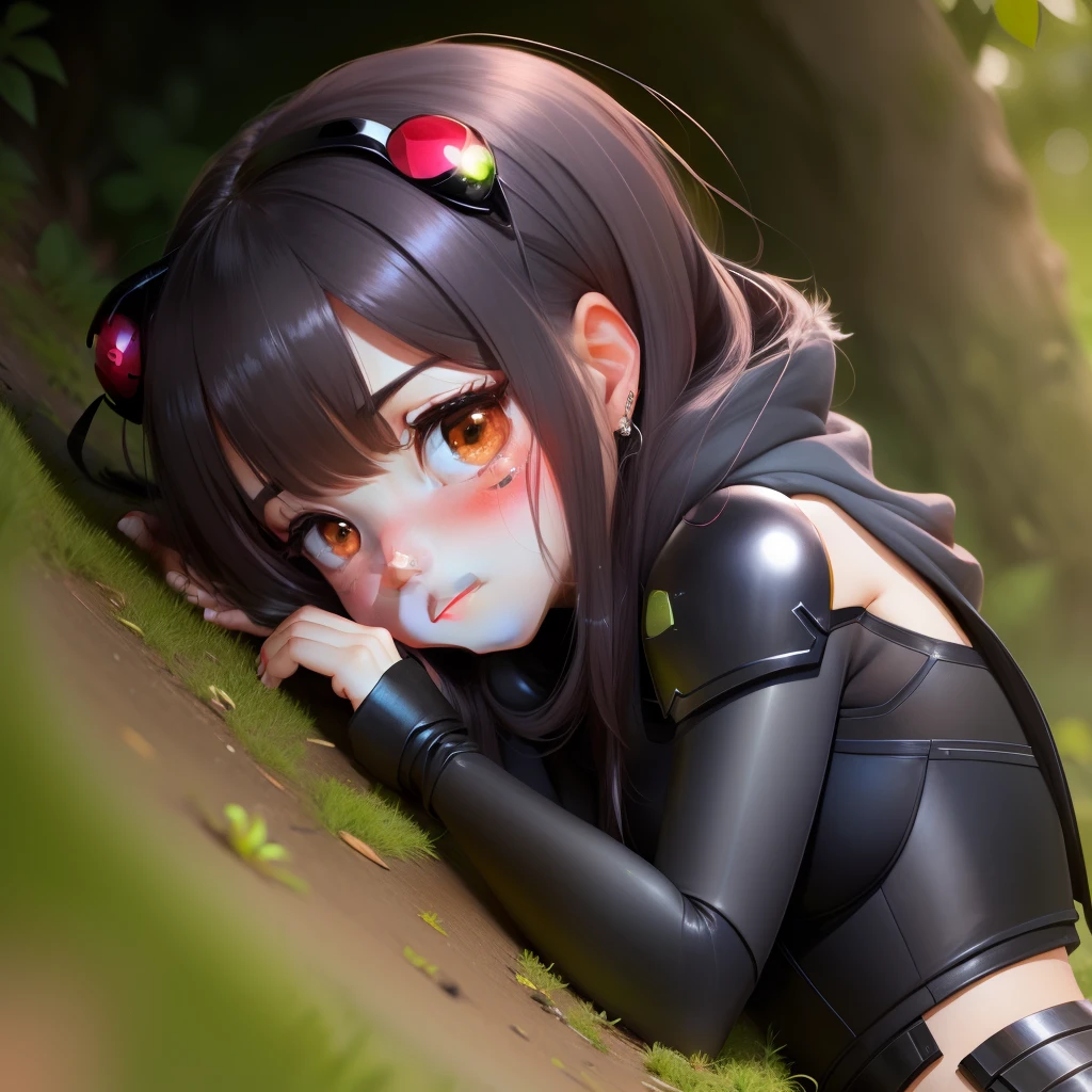 An ant girl blushed shyly