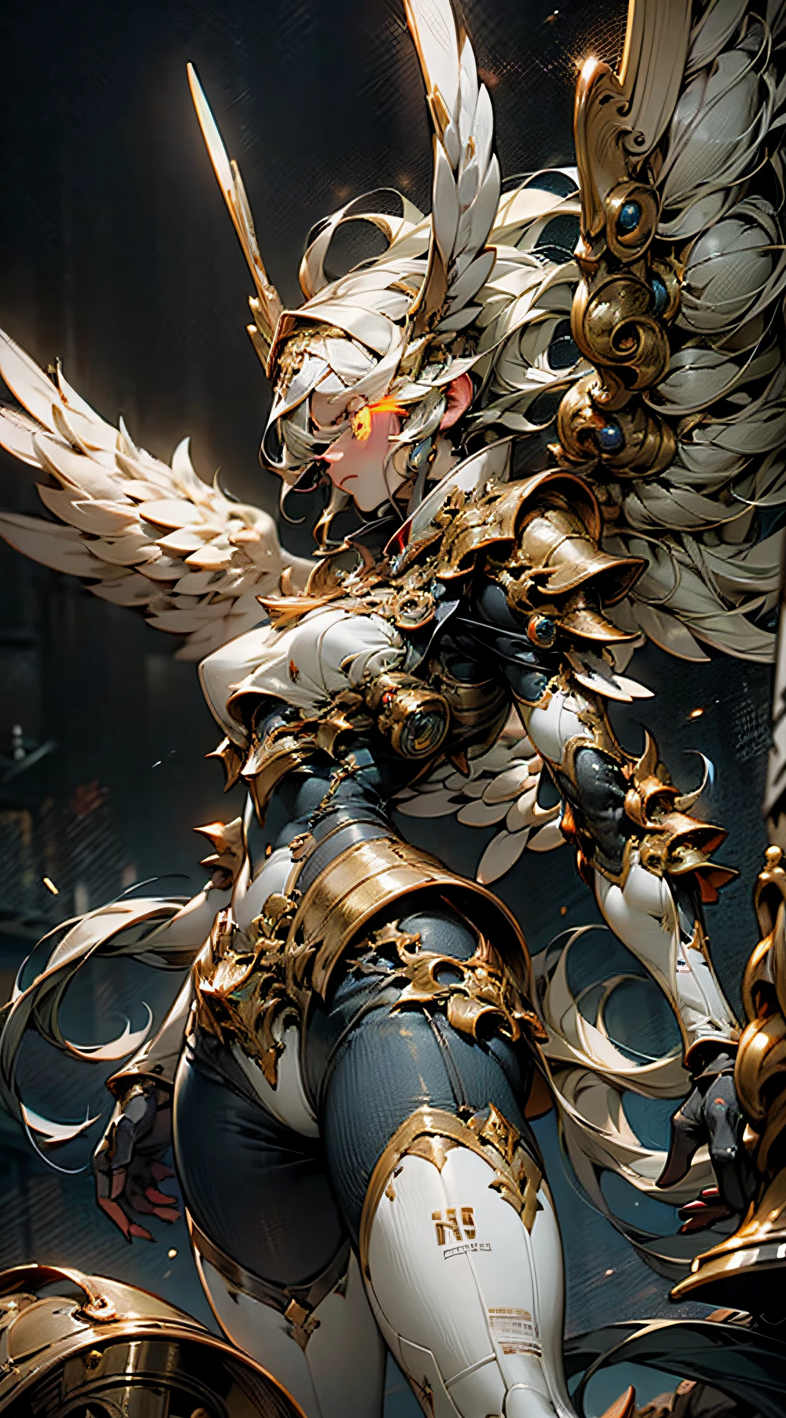 (masterpiece, best quality:1.3),extremely high detailed, intricate, 8k, HDR, wallpaper, cinematic lighting ,(universe), glowing, armor, glowing eyes, mecha, large wings,