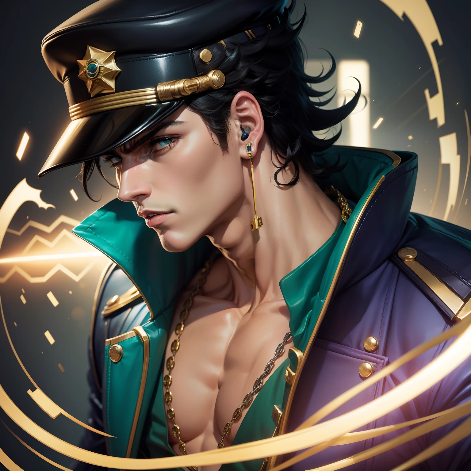 Jotaro Kujo com headset no pc
