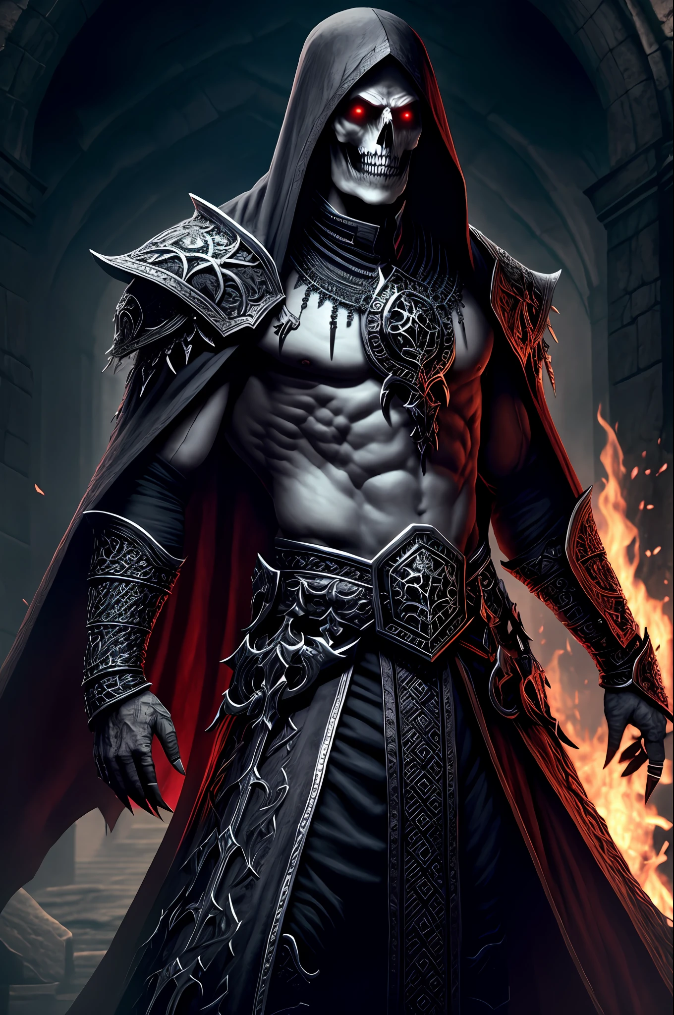 (extremely detailed 8k wallpaper), a medium shot photo of a fearful necromancer, intricate, high detail, dramatic
