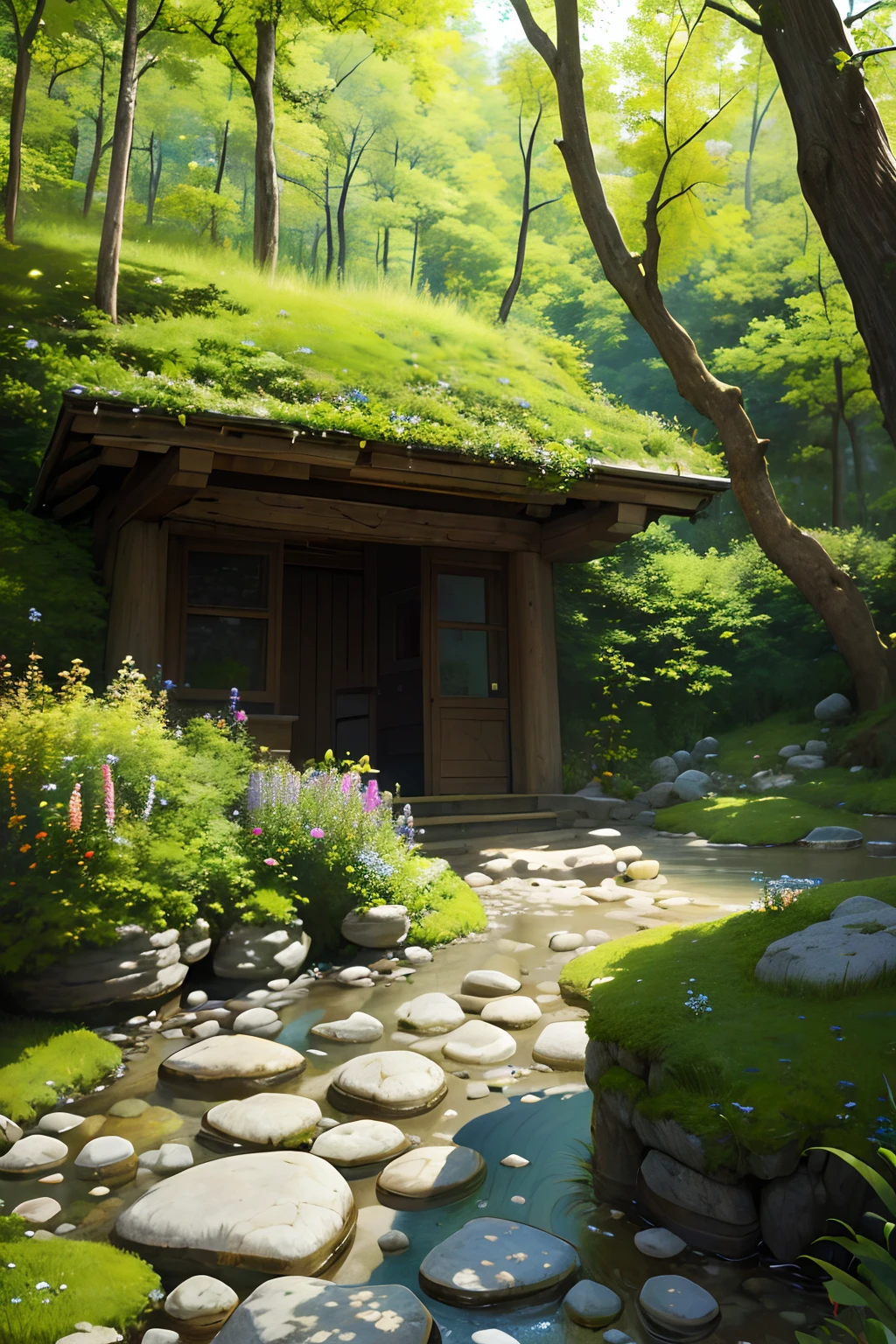 (Masterpiece, Best Quality, High Quality, Highres:1.4), Detailed, Extremely Detailed, Ambient Soft Lighting, 4K,
Outdoors, (Nature, Oak Forest:1.2), (Rocks:1.2), Mountais, Flowers, Plants,