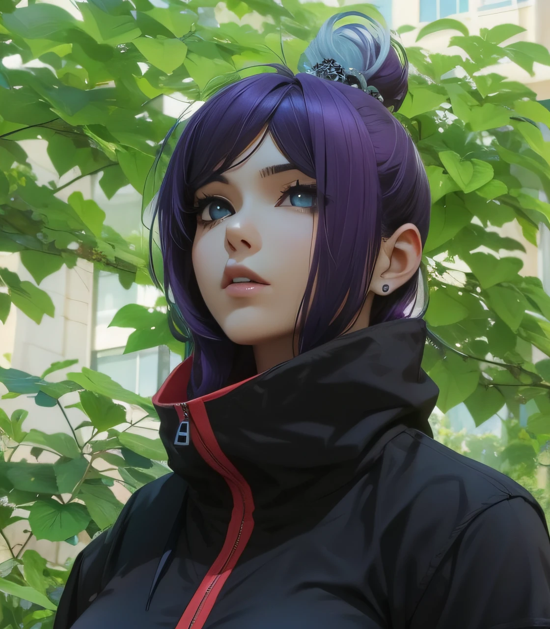 big breasts sensual, hair purple