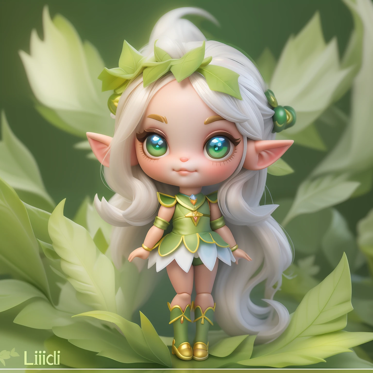  doll in Elf Dream Leaf Lori，Masterpiece,High quality,high resolution,Highest high resolution,White background,solid color backdrop,Transparent background,No background,Remove the background,Complicated details,Highest quality,Game icon,Game Icon Institute,Cartoon_Style,full bodyesbian,Cute furry Barbie monster,Separate all