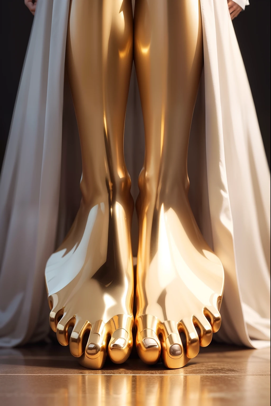 Feet of man of Jesus Christ resembling shining polished bronze. Image with very high lighting quality, Very high resolution image, image with very high coloration, imagem realista, imagem hiperdetalhada