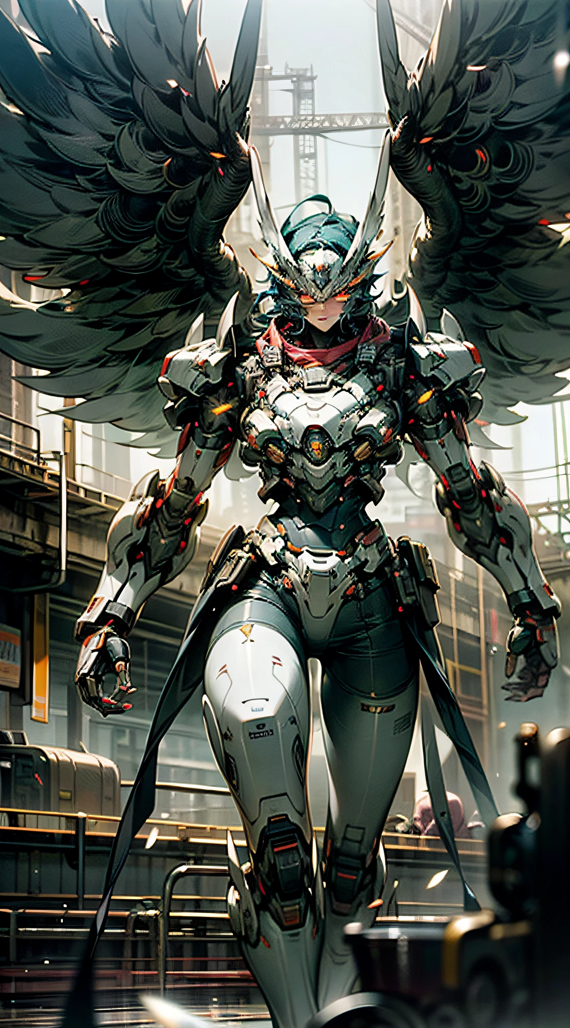 (Masterpiece, best quality:1.3, ultra-high definition), extremely high detailed, intricate, 8k, HDR, wallpaper, cinematic lighting ,(universe), glowing, armor, glowing eyes, mecha, large wings,