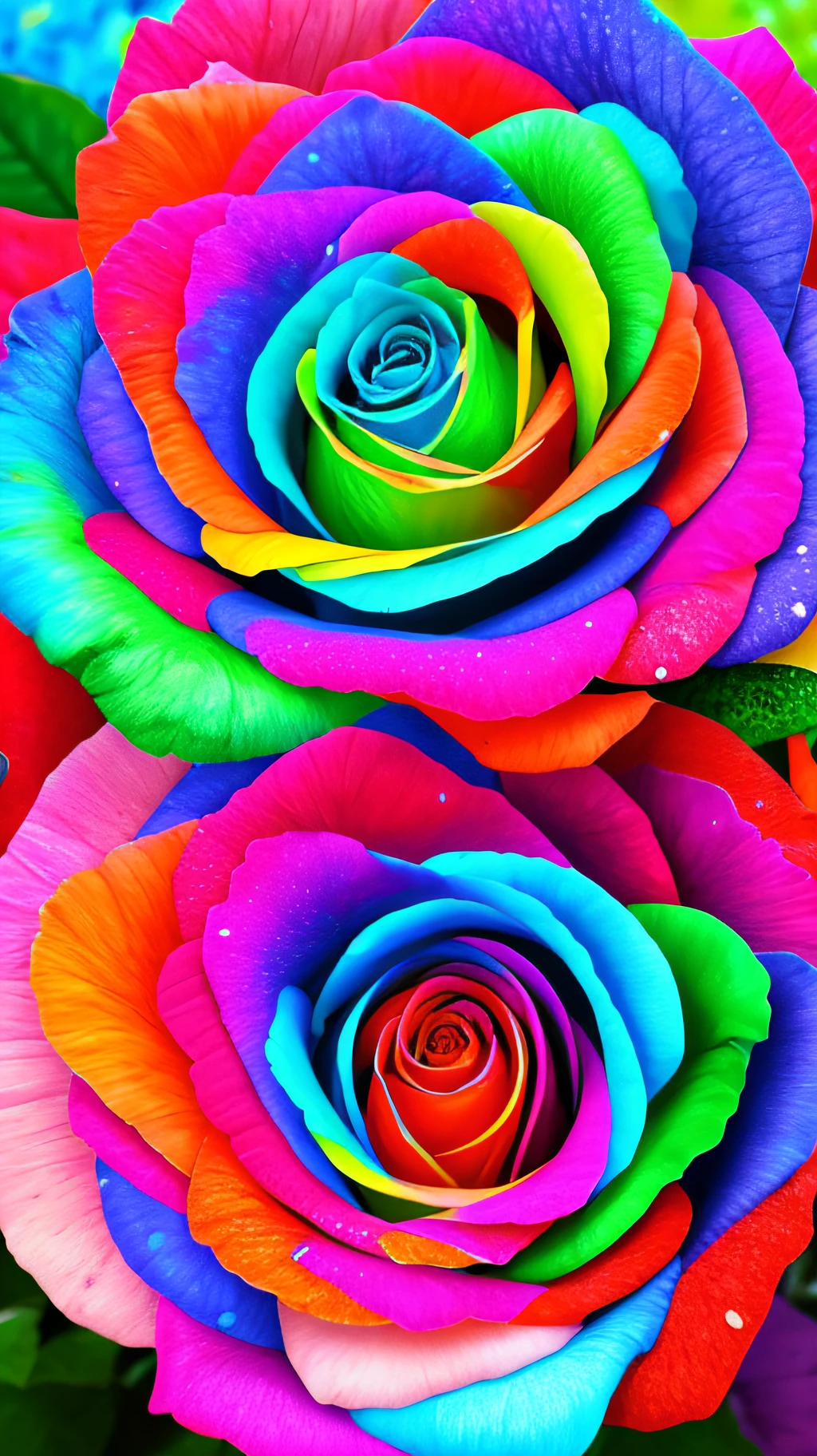 primavera, roses rainbow colors, realista, 8k, perfeito