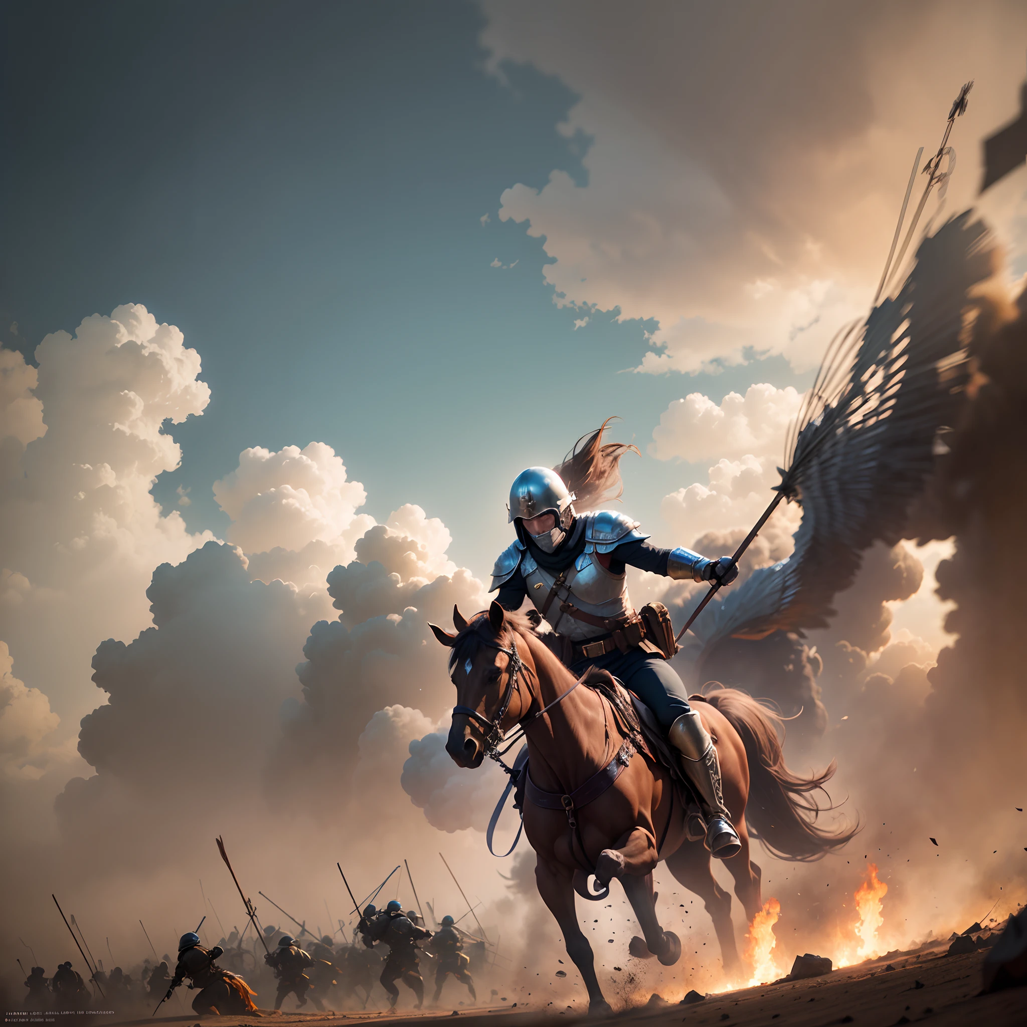 /imagine prompt: color photo of an epic battle between legendary armies. The scene is filled with chaos and intensity, as warriors clash with weapons raised high. The air is thick with dust and the ground trembles under the weight of the conflict. Flags flutter in the wind, representing the honor and valor of the opposing forces. Canon EOS R6, Fujifilm Provia 100F, 24-70mm lens, Zack Snyder, Janusz Kaminski, Annie Leibovitz, Alexander McQueen —c 10 —ar 2:3 --auto --s2