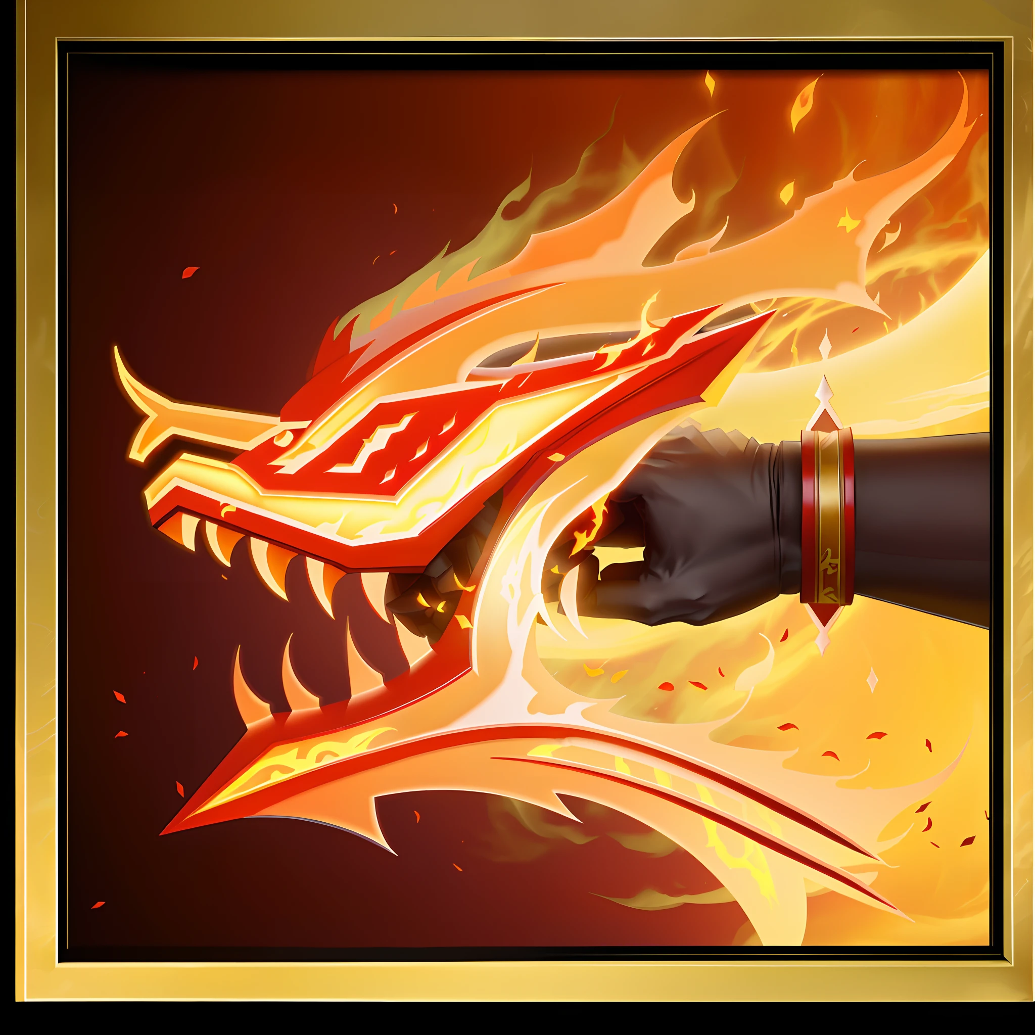 Photo of a fist shaking surrounded by flames in the shape of a dragon's head，There is a flame inside, Legendary Dragon, Fire Dragon, Dragon staff, fire flaming serpent, fire flaming dragon serpent, firebreathing dragon, ''dragon breathing fire, draconic staff, holy fire spell art, epic dragon, dragon mawshot art, colossal dragon as background, excoriating, Flaming Sword, dragon breathing fire